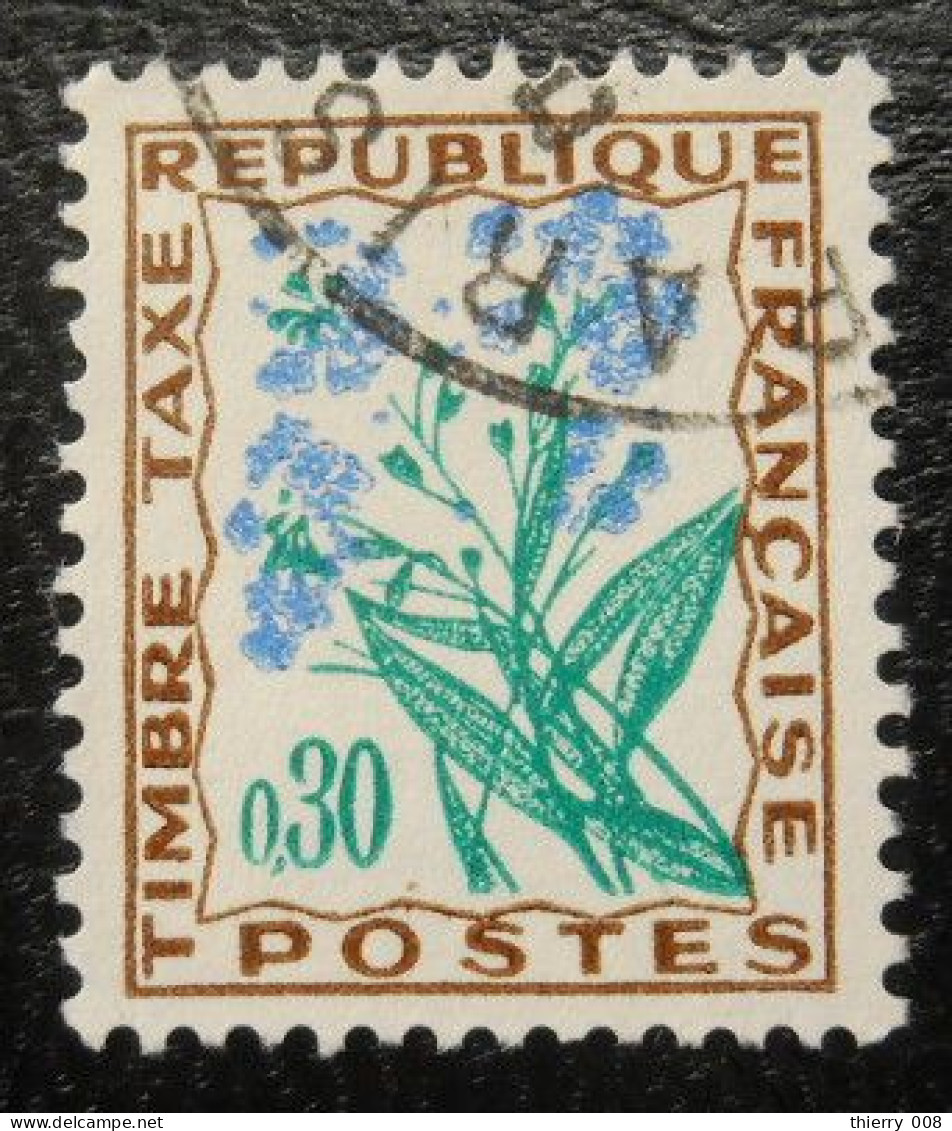 France Timbre  Taxe  99  Fleurs Des Champs  30c  Brun Vert Foncé Et Outremer - 1960-.... Usati