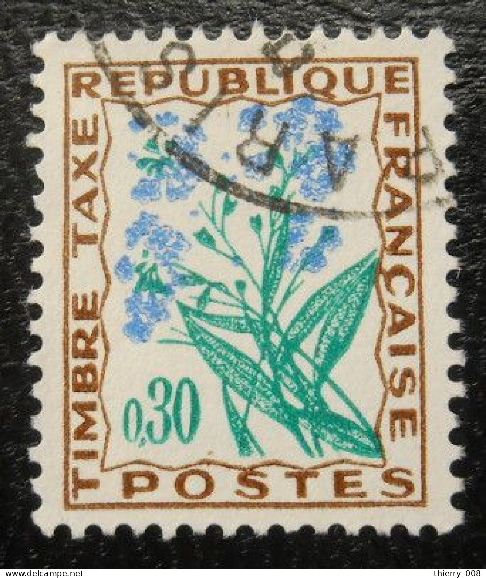 France Timbre  Taxe  99  Fleurs Des Champs  30c  Brun Vert Foncé Et Outremer - 1960-.... Oblitérés