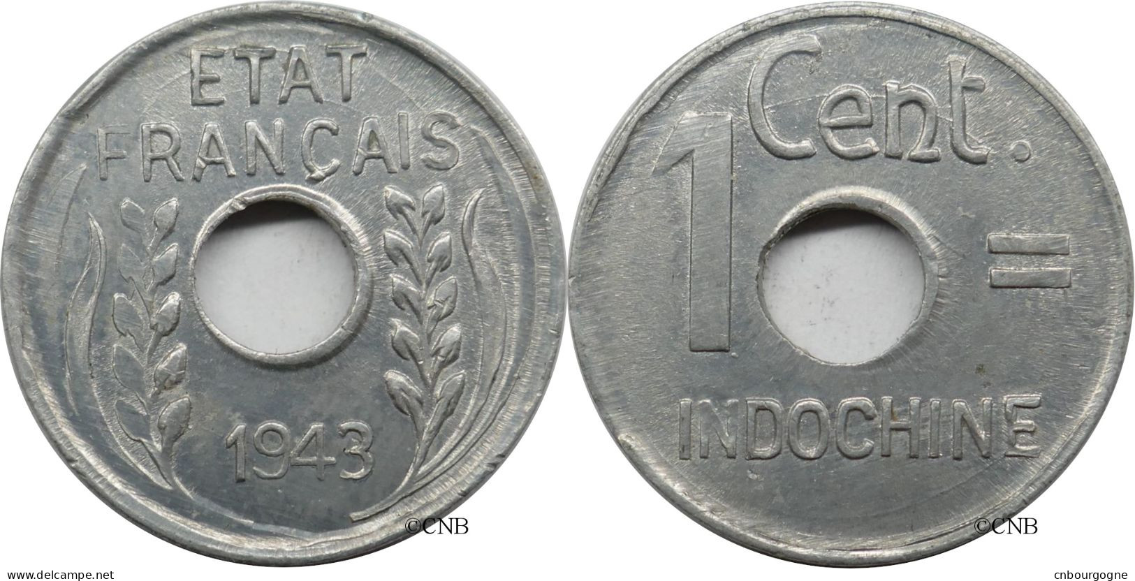 Indochine - Colonie Française - 1 Centime 1943 Tranche Rainurée - SUP/AU58 - Mon6440 - French Indochina