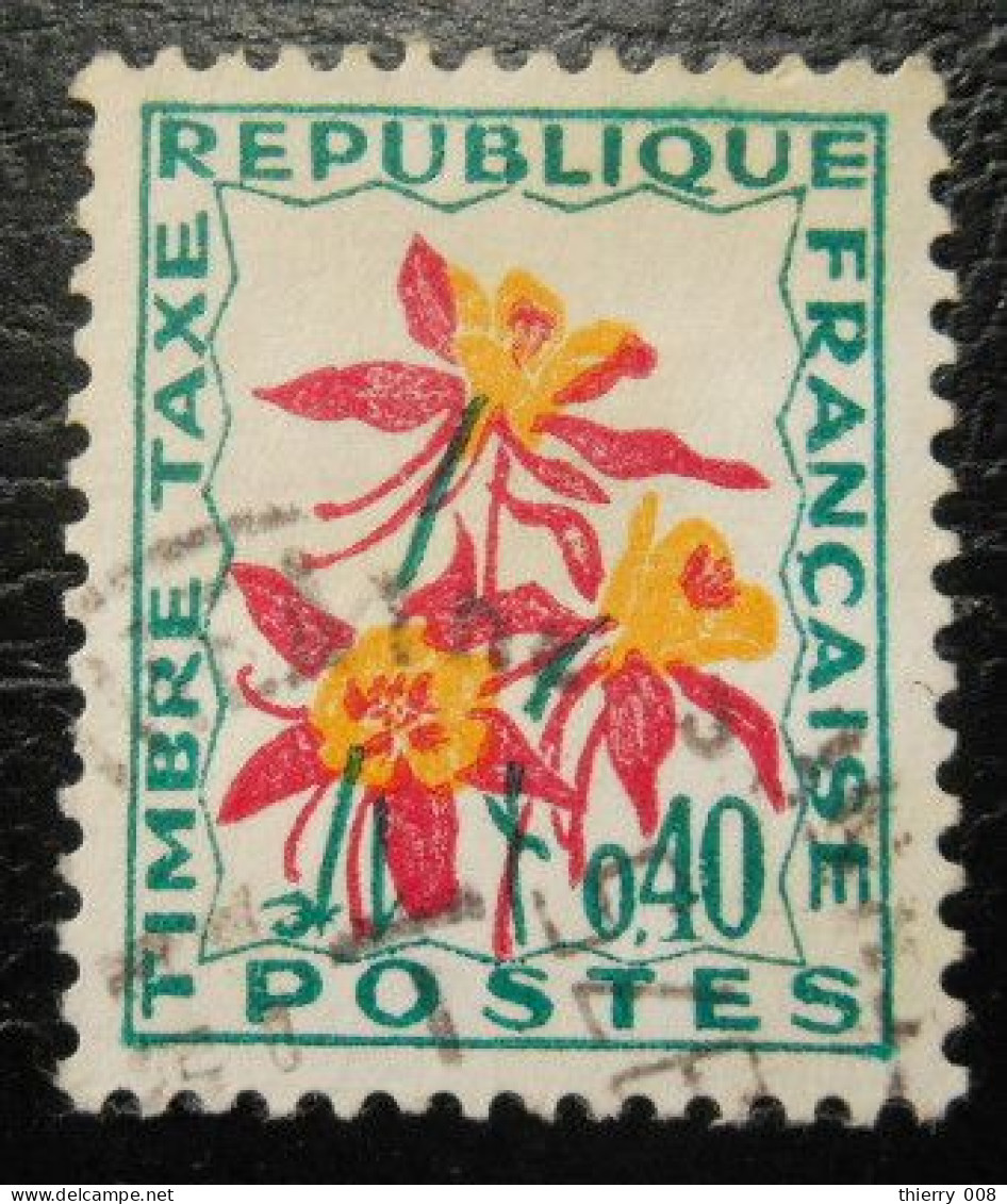 France Timbre  Taxe  100  Fleurs Des Champs  40c  Jaune Rouge Et Vert Foncé - 1960-.... Used