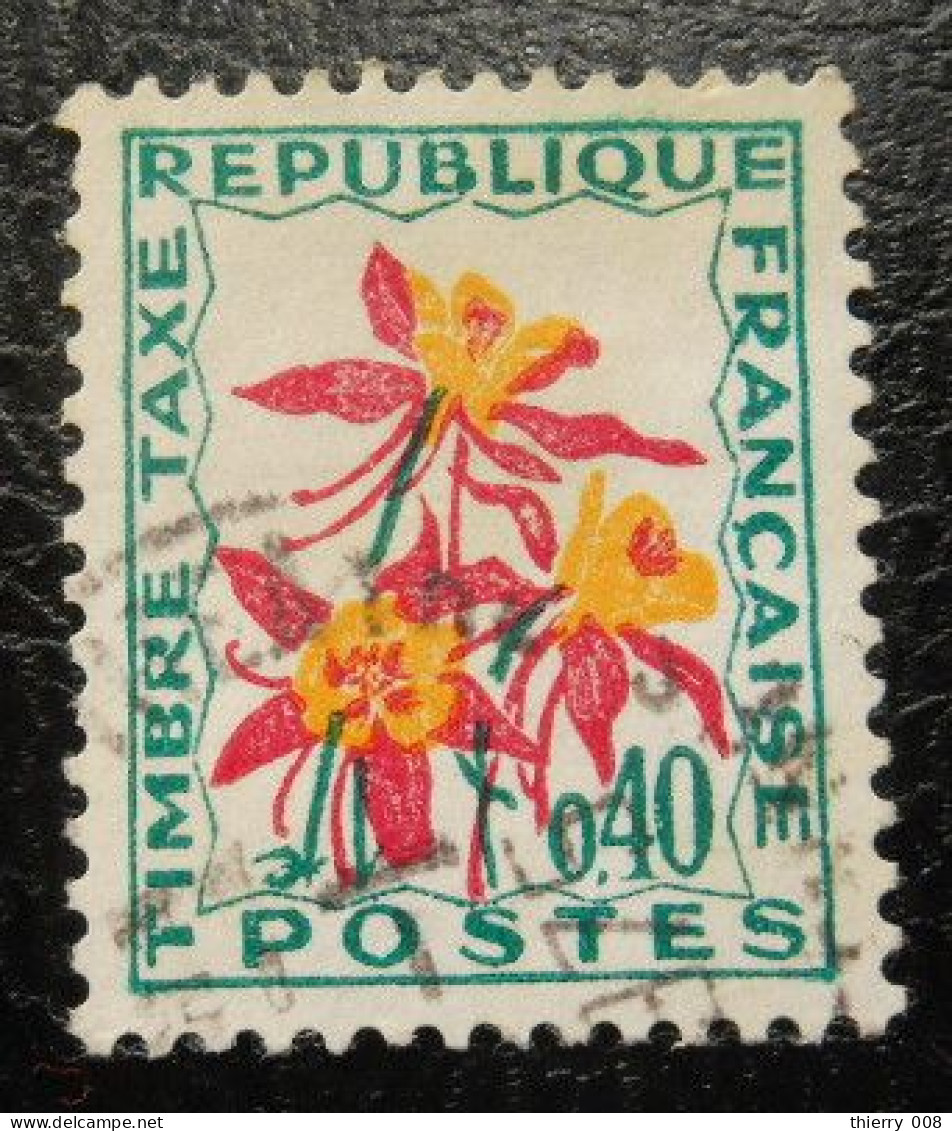 France Timbre  Taxe  100  Fleurs Des Champs  40c  Jaune Rouge Et Vert Foncé - 1960-.... Gebraucht