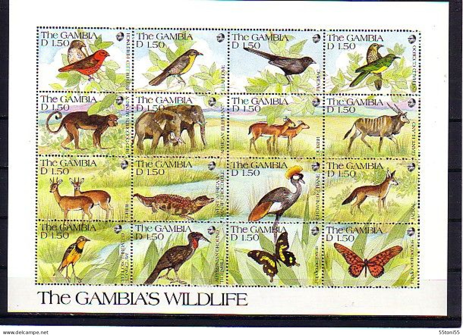 1991 Fauna  The GAMBIA'WILDLFF " 48 V.-MNH (3 S/M X16 V)  GAMBIA - Gambia (1965-...)