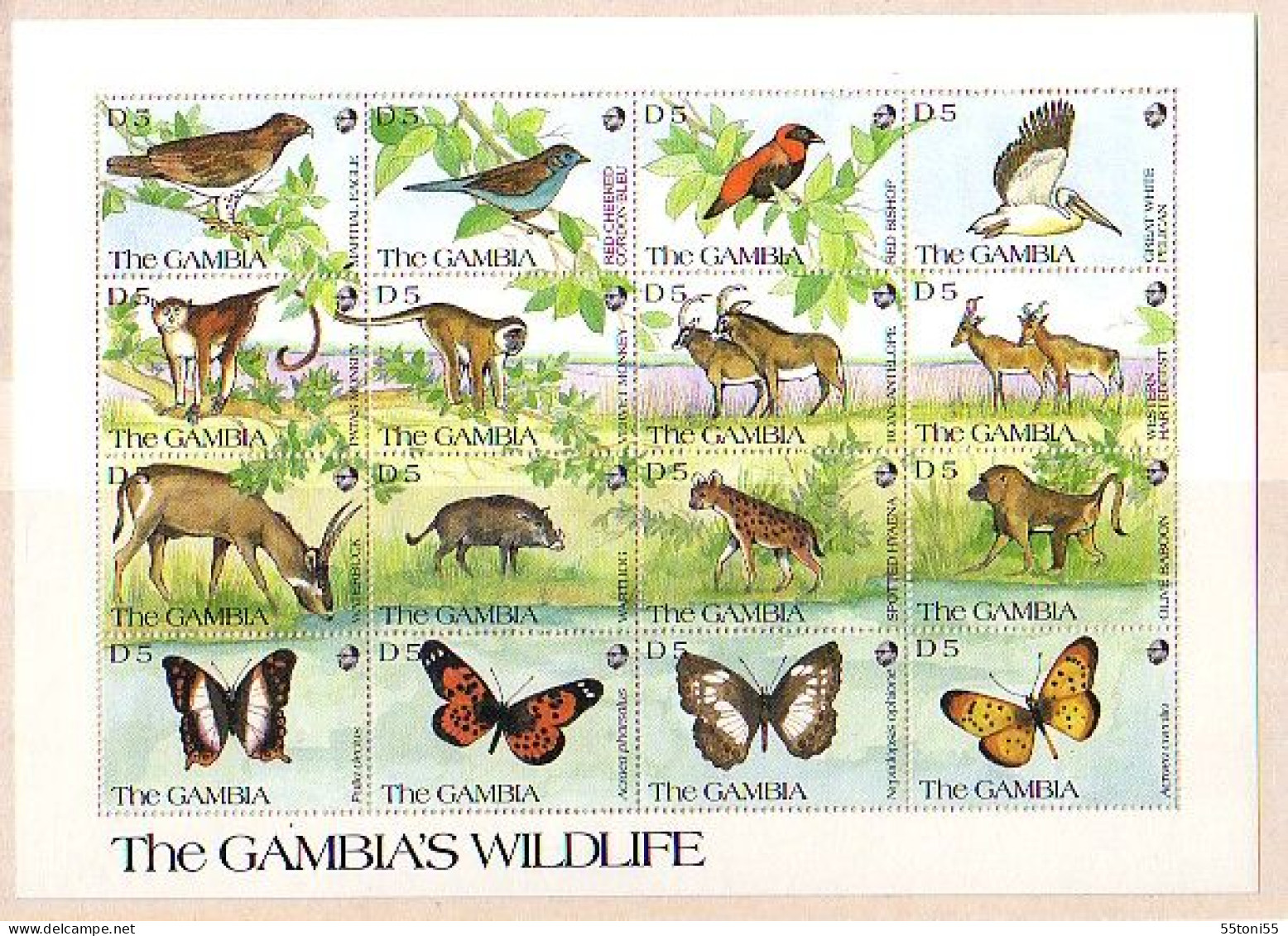 1991 Fauna  The GAMBIA'WILDLFF " 48 V.-MNH (3 S/M X16 V)  GAMBIA - Gambie (1965-...)