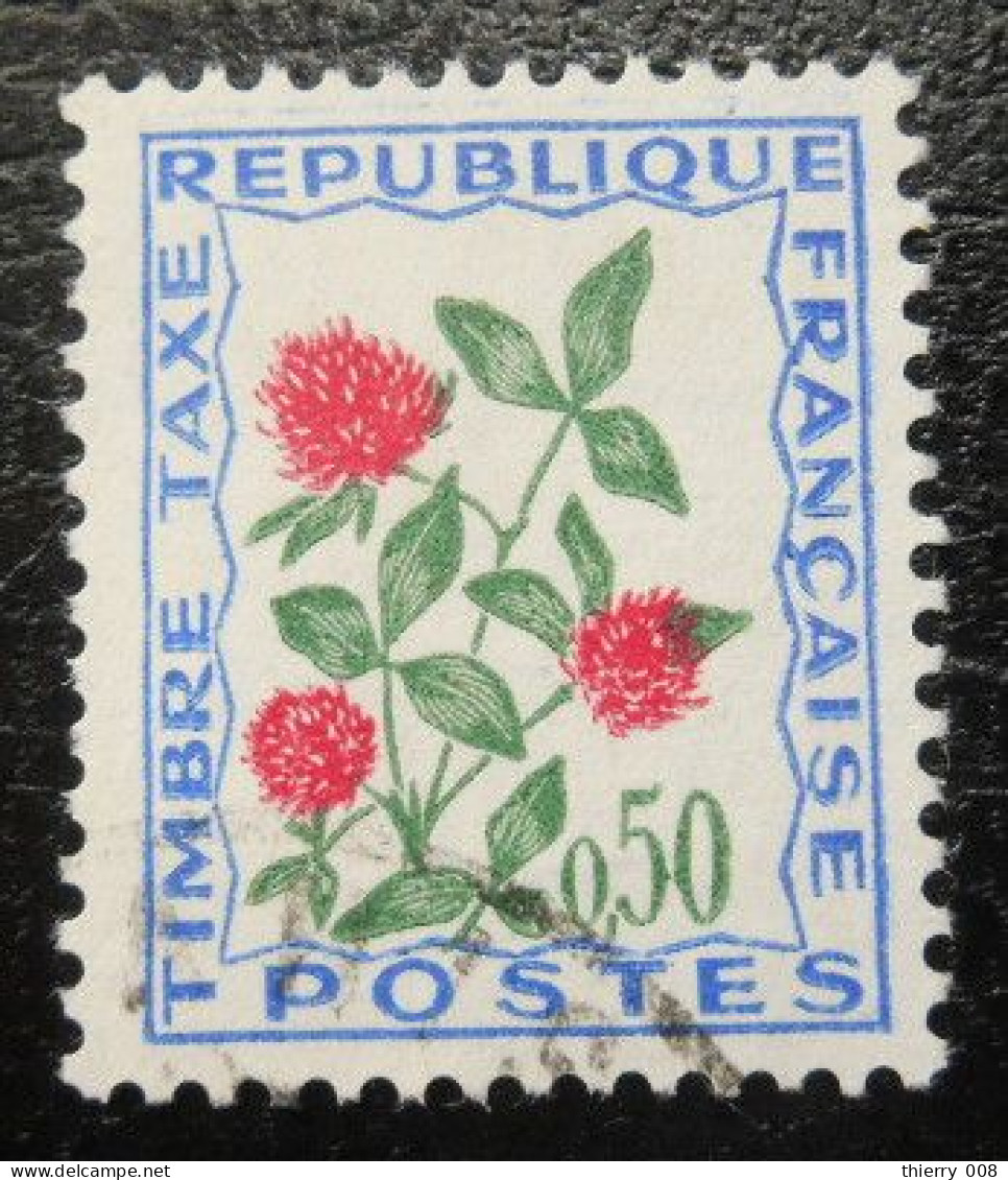 France Timbre  Taxe  101  Fleurs Des Champs  50c  Outremer Vert Et Rouge - 1960-.... Afgestempeld