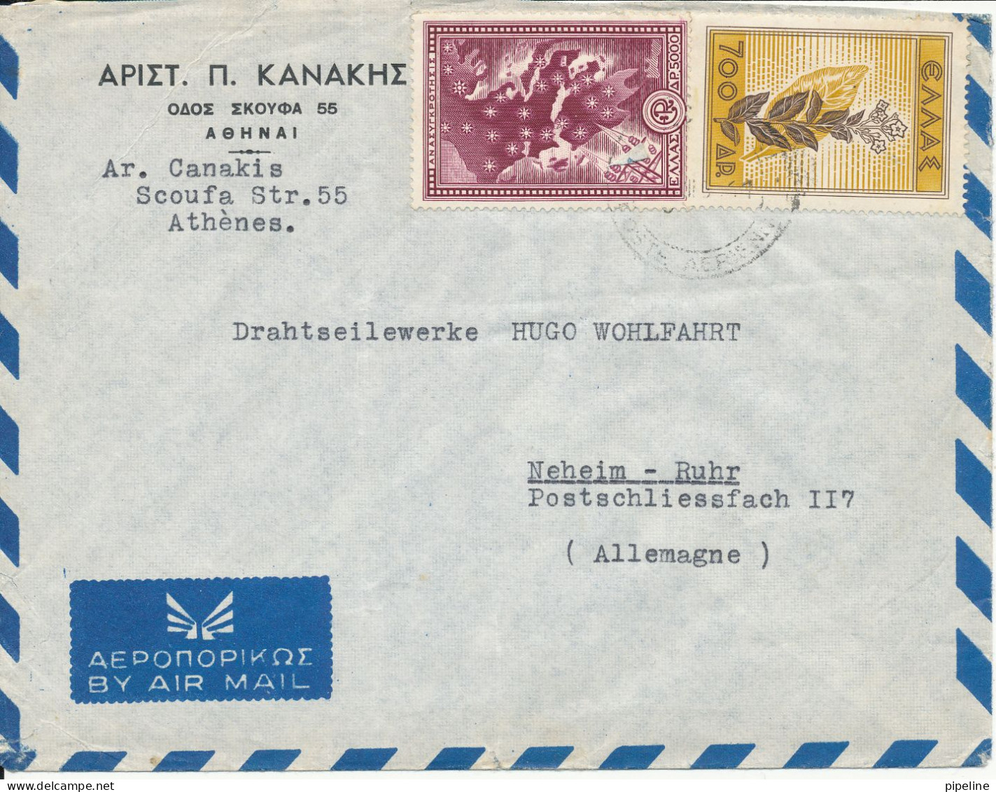 Greece Air Mail Cover Sent To Germany 1961 - Lettres & Documents