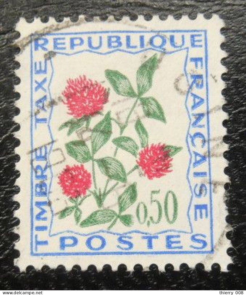 France Timbre  Taxe  101  Fleurs Des Champs  50c  Outremer Vert Et Rouge - 1960-.... Usati