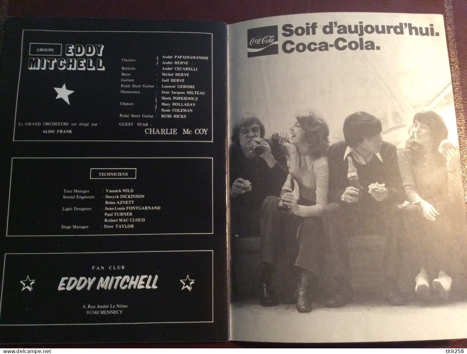 Programme EDDY MITCHELL / Charlie Mc Coy SHOW 1978 NICE / ST JEAN CAP FERRAT ? Photo Avec Johnny Hallyday