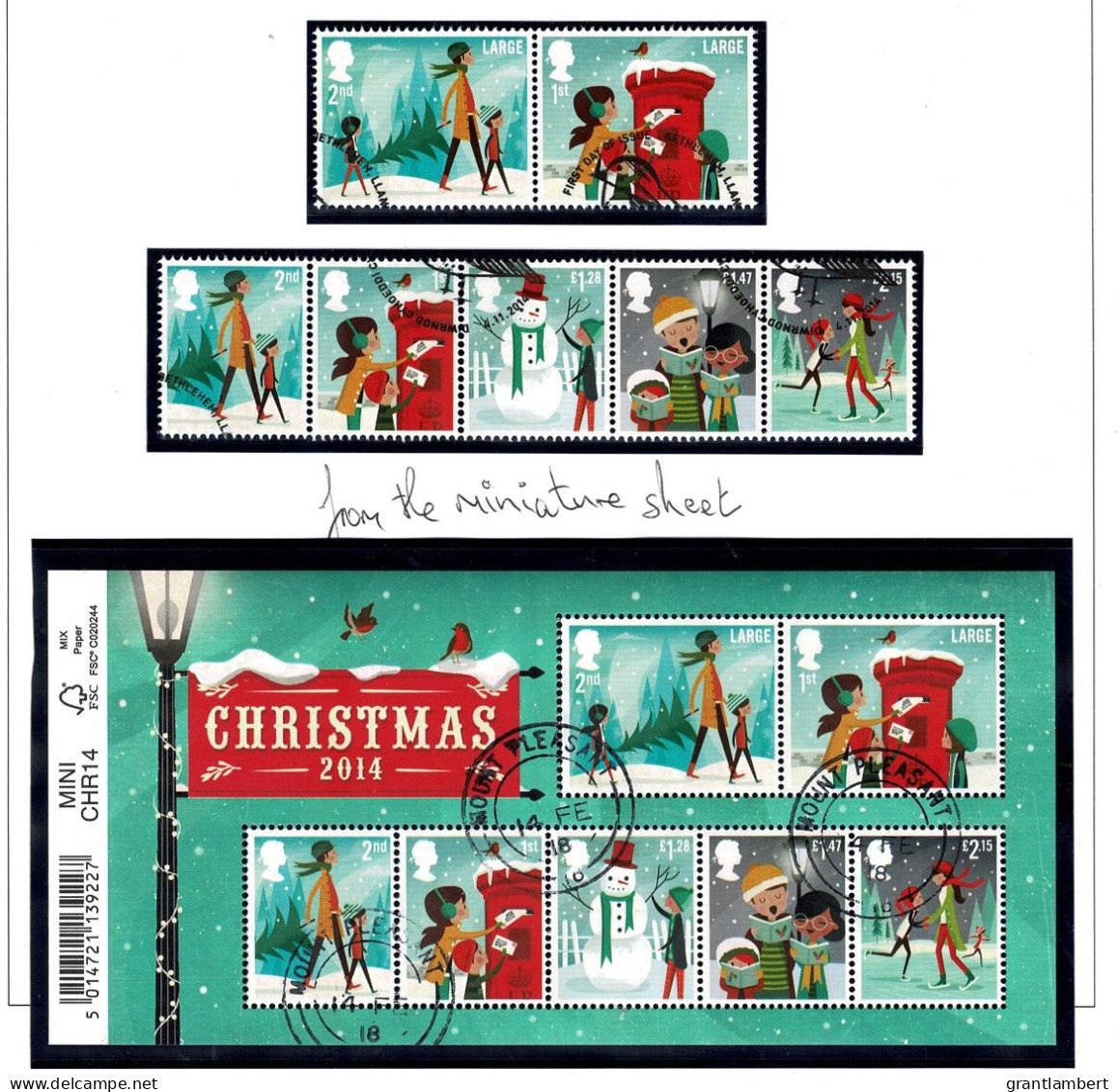 Great Britain 2014 Christmas  Set Of 7 + Minisheet Used - Usados