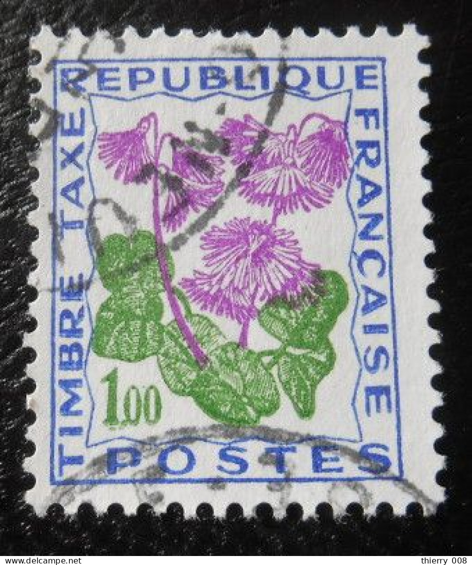 France Timbre  Taxe  102  Fleurs Des Champs  1f  Outremer Vert Et Lilas - 1960-.... Usati