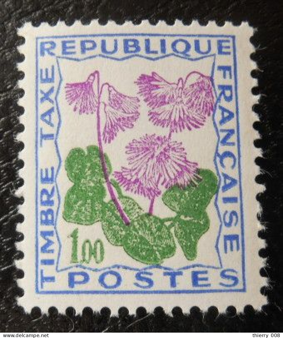 France Timbre  Taxe 102 Neuf  Fleurs Des Champs 1f Outremer Vert Et Lilas - 1960-.... Nuevos