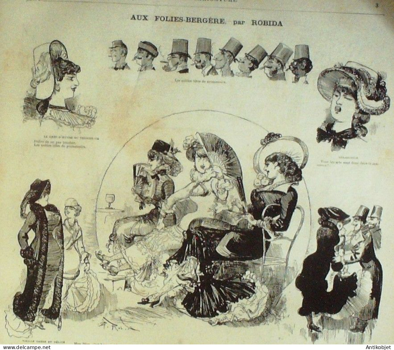 La Caricature 1880 N°  8 Aux Folies-Bergère Draner Robida Draner Morland - Zeitschriften - Vor 1900