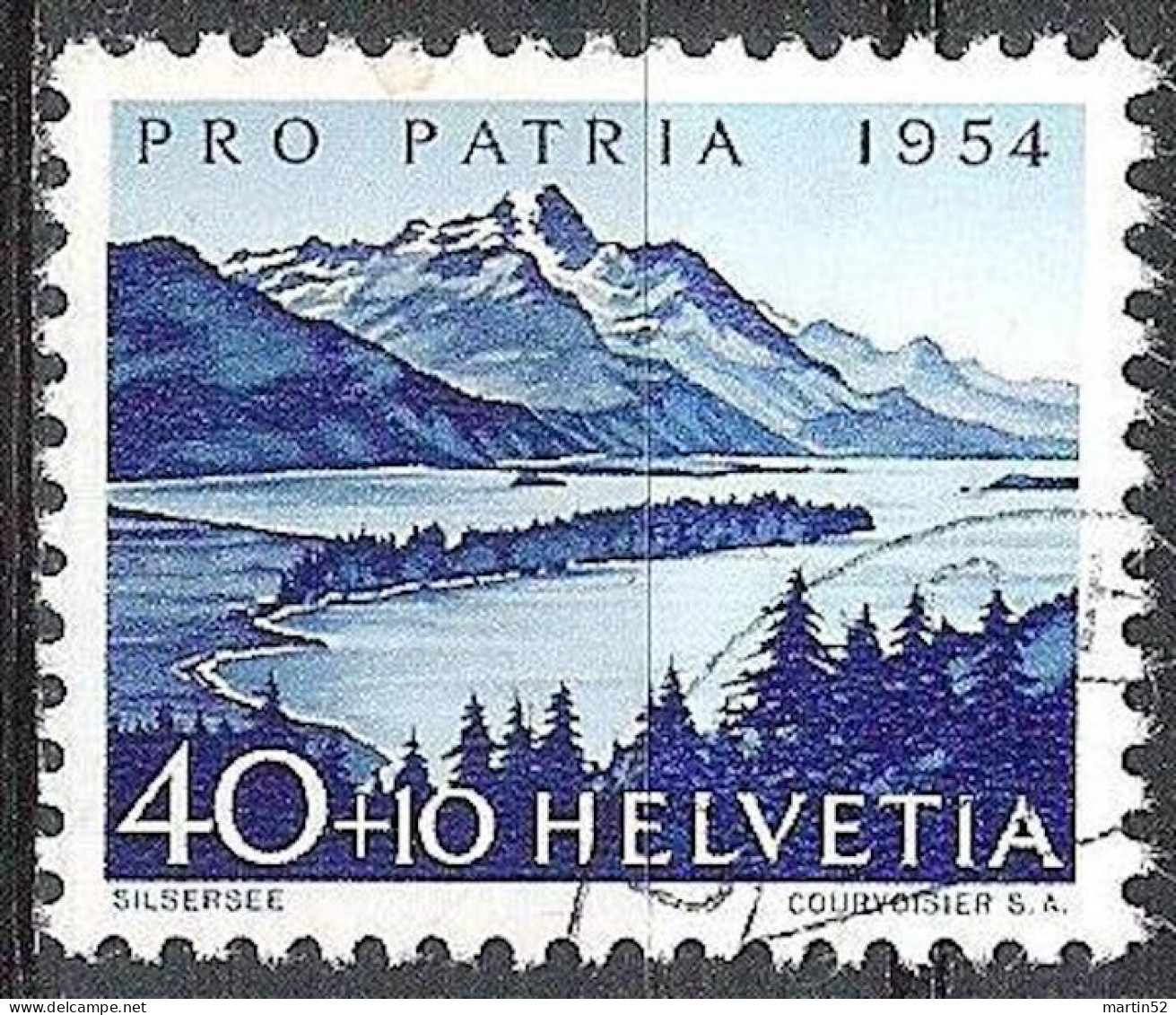 Schweiz Suisse Pro Patria 1954: "Silser See" Zu WII 70 Mi 601 Yv 552 70 Mit Stempel COURTELARY 16.VIII.54 (Zu CHF 13.00) - Usati