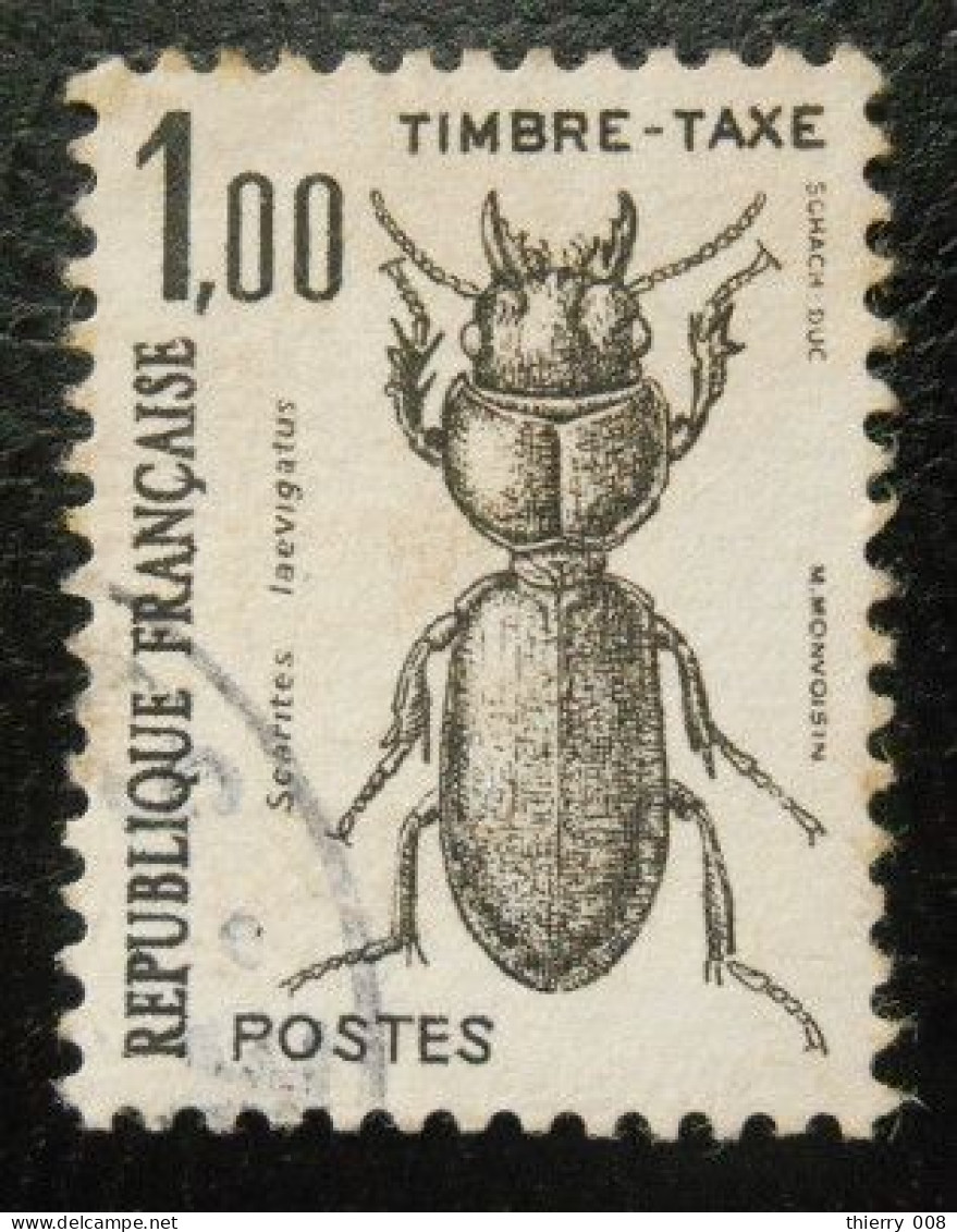 France Timbre  Taxe  106  Insectes Coléoptères  1f  Scarites Laevigatus - 1960-.... Oblitérés