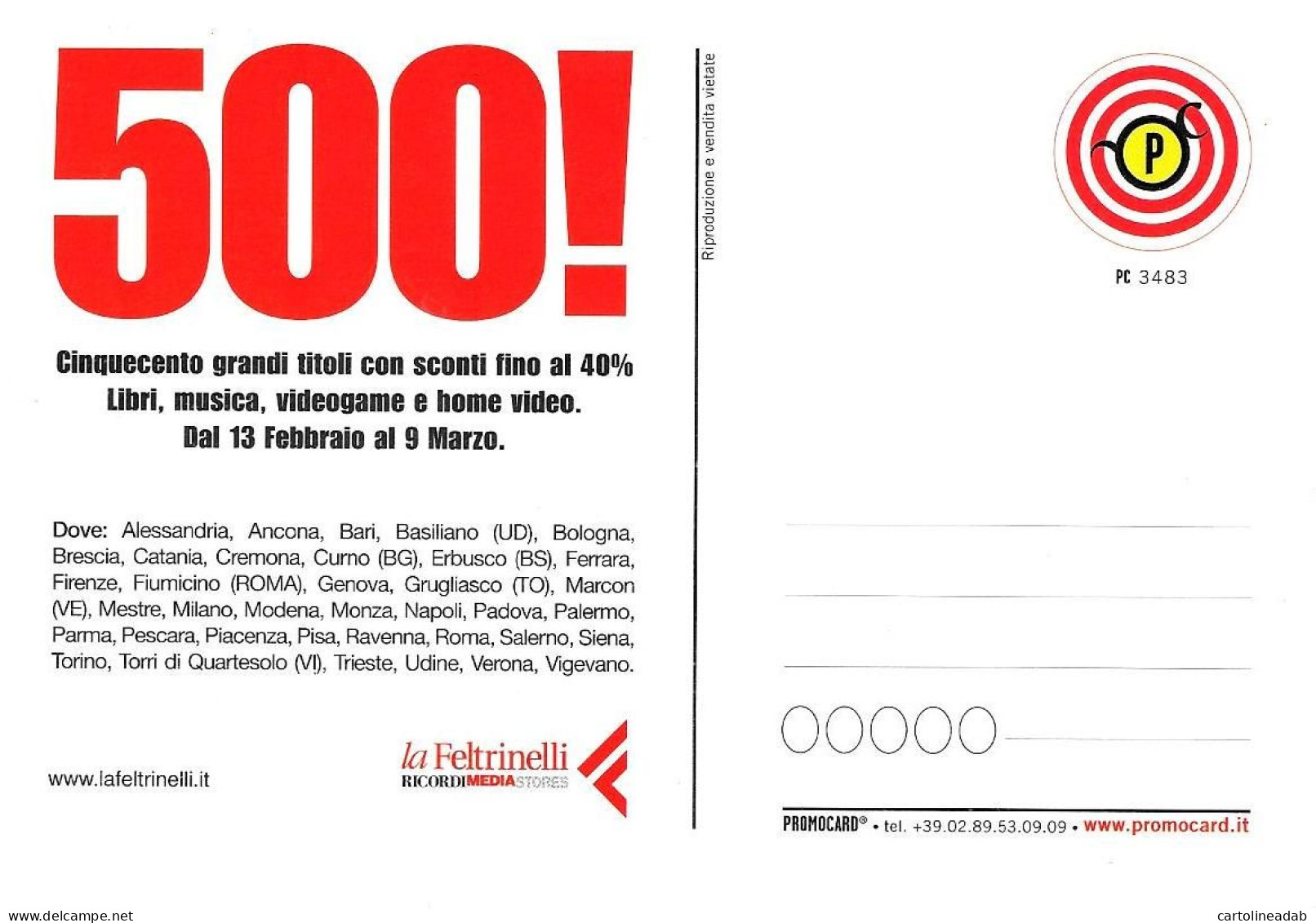 [MD5467] CPM - FIAT 500 LA EFLTRINELLI - PROMOCARD 3483 - PERFETTA - Non Viaggiata - Pubblicitari