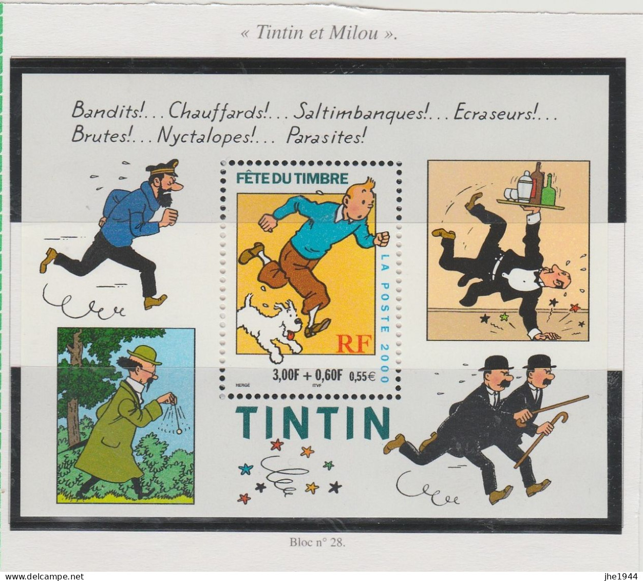 France Bloc N° 28 Fête Du Timbre, Tintin - Mint/Hinged