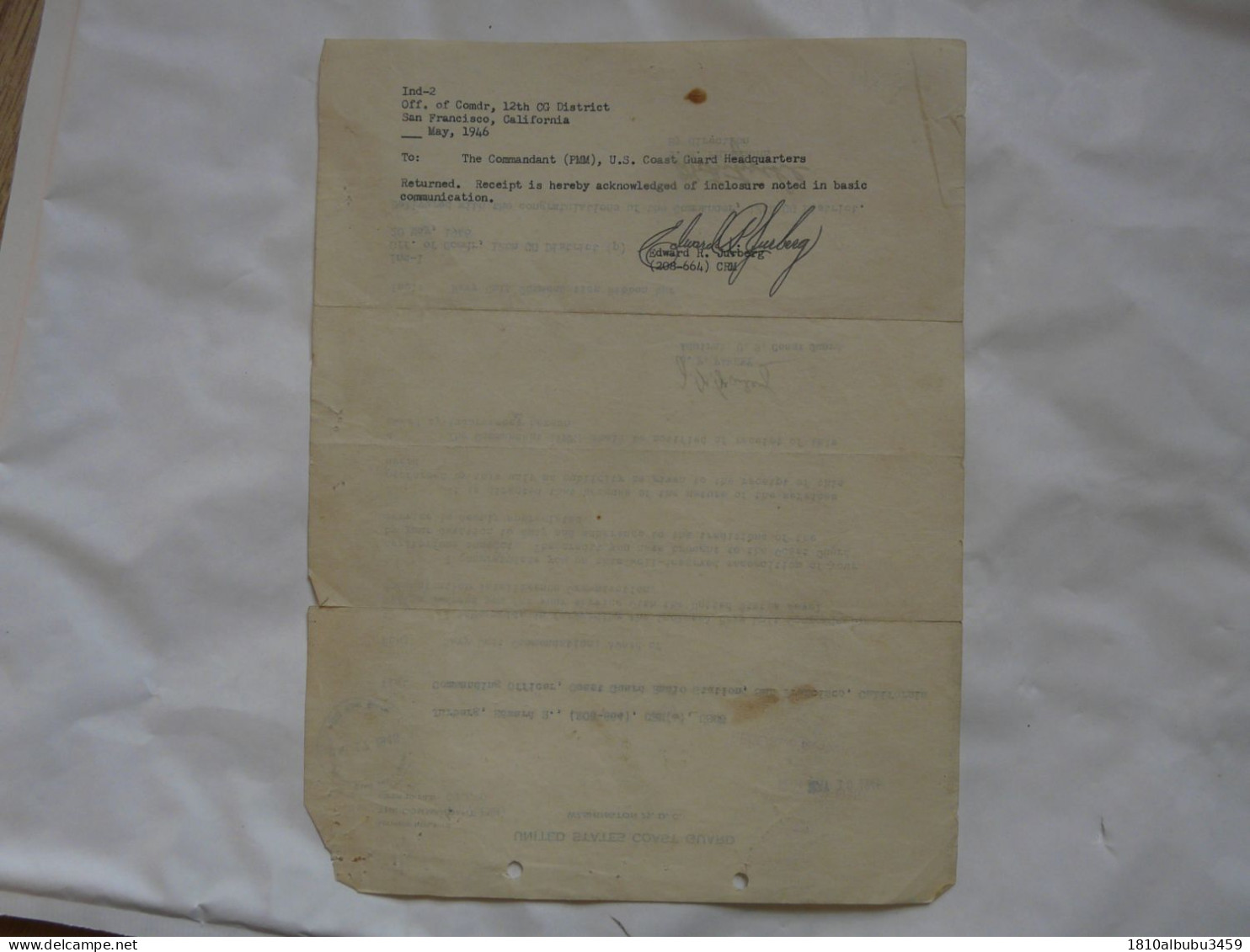 VIEUX PAPIERS - UNITED STATES COAST GUARD 1946 - Historische Dokumente