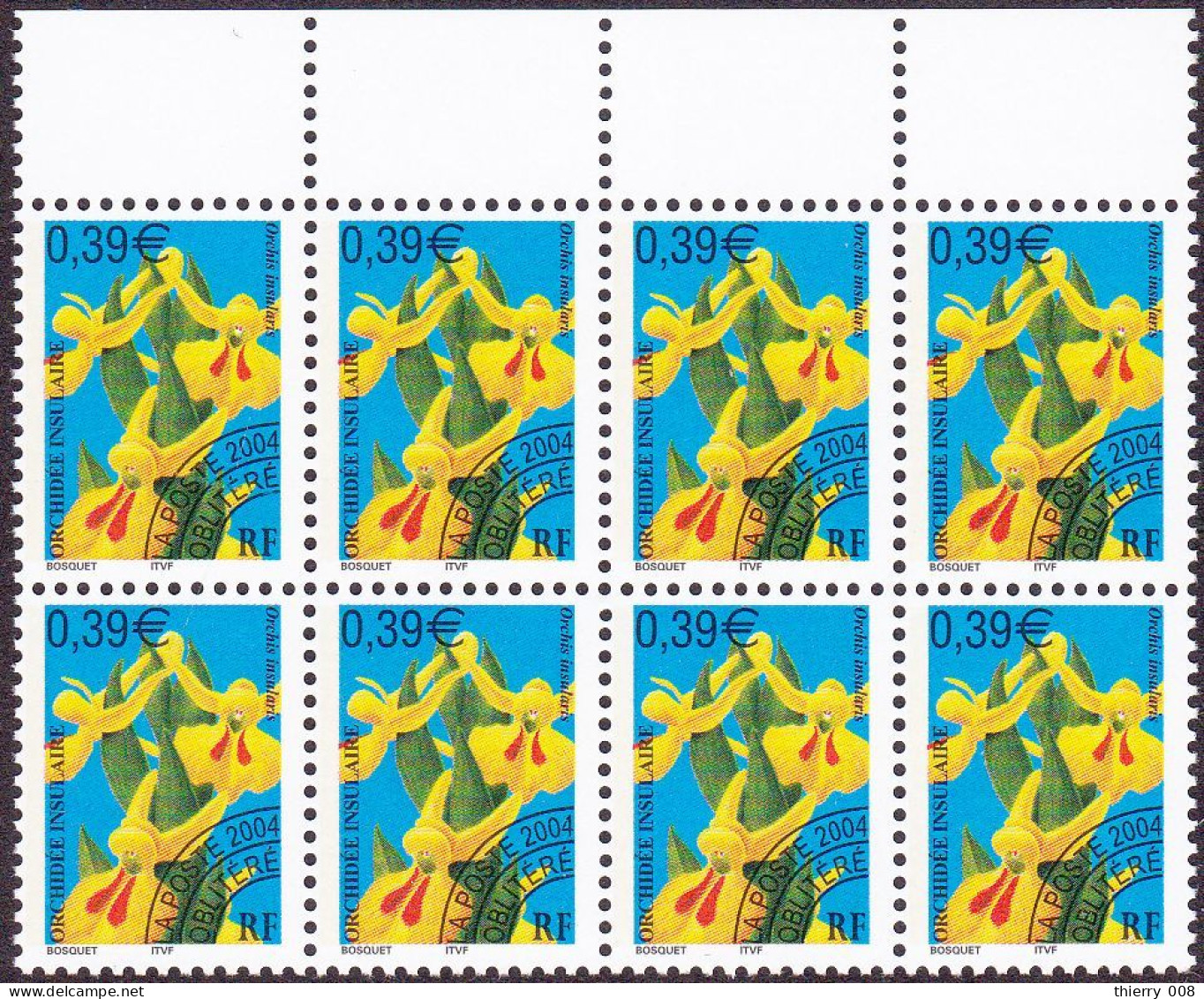 Bloc De 8 Timbres Préo 248 Fleurs Orchidées 0,39 Euro Orchidée Insulaire  Neuf Gomme D'origine - 1989-2008