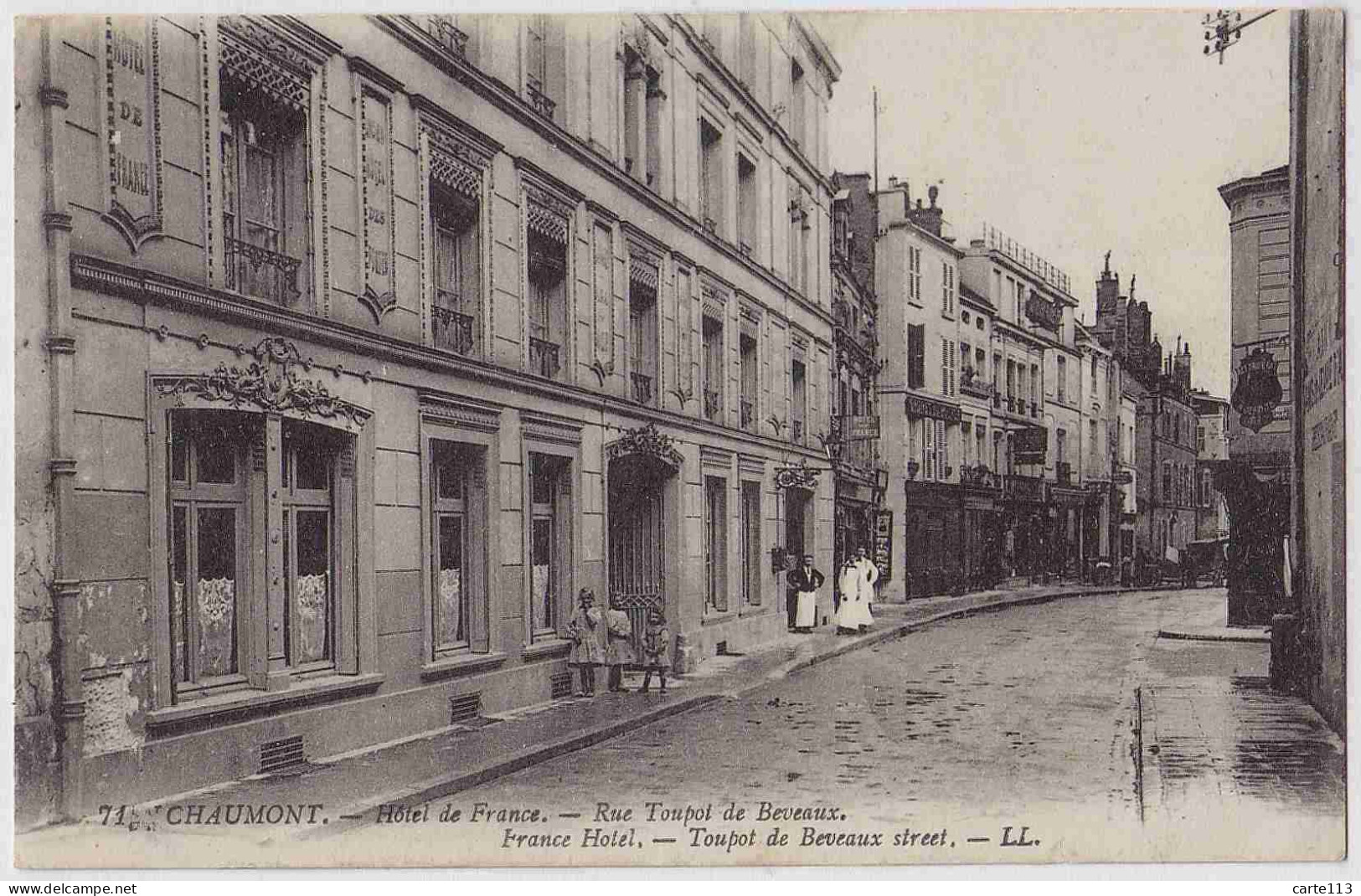 52 - B32735CPA - CHAUMONT - Hotel De France, Rue Toupot De Beveaux - Très Bon état - HAUTE-MARNE - Chaumont