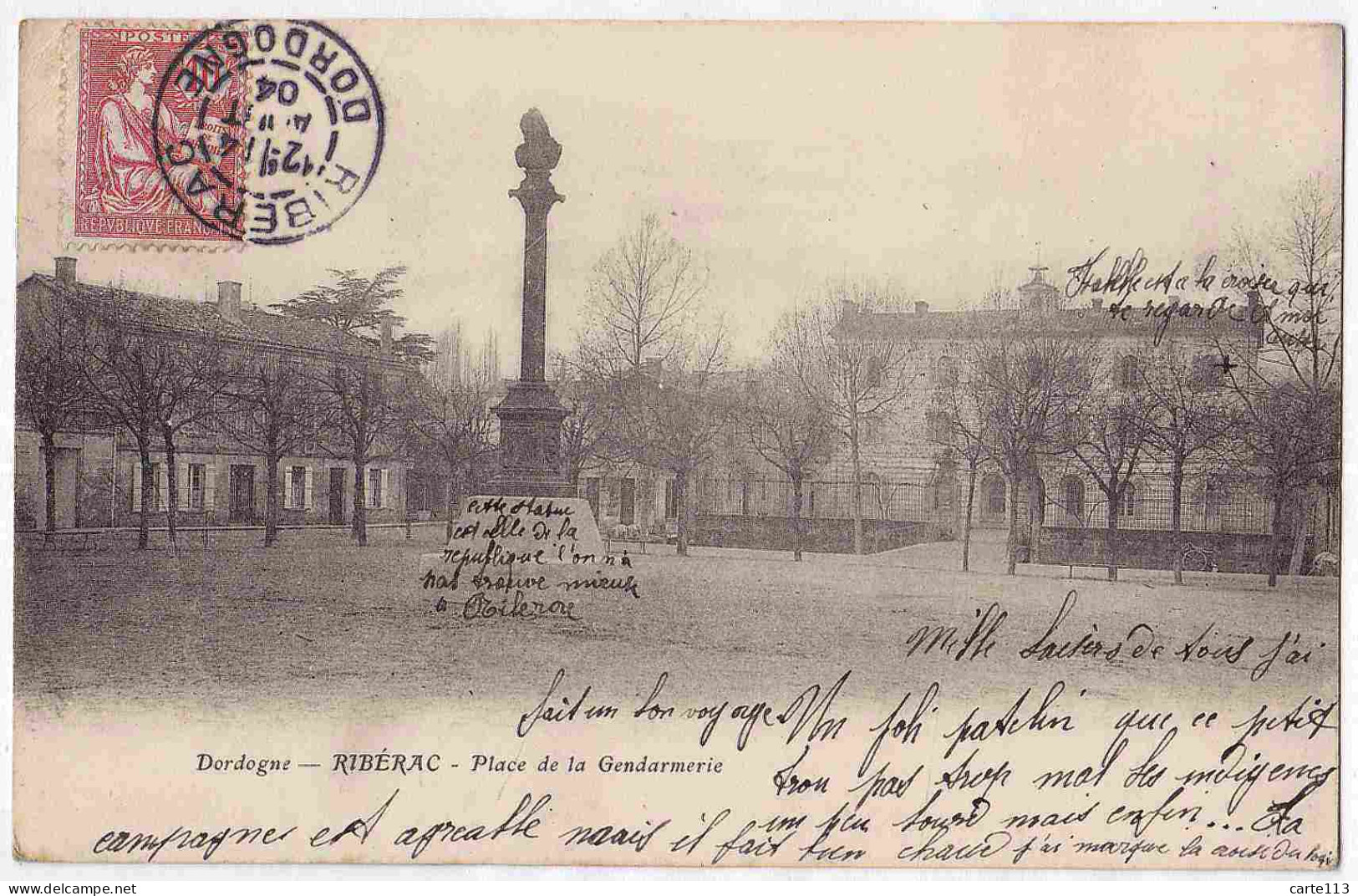 24 - B32583CPA - RIBERAC - Place De La Gendarmerie - Carte Pionniere - Très Bon état - DORDOGNE - Riberac