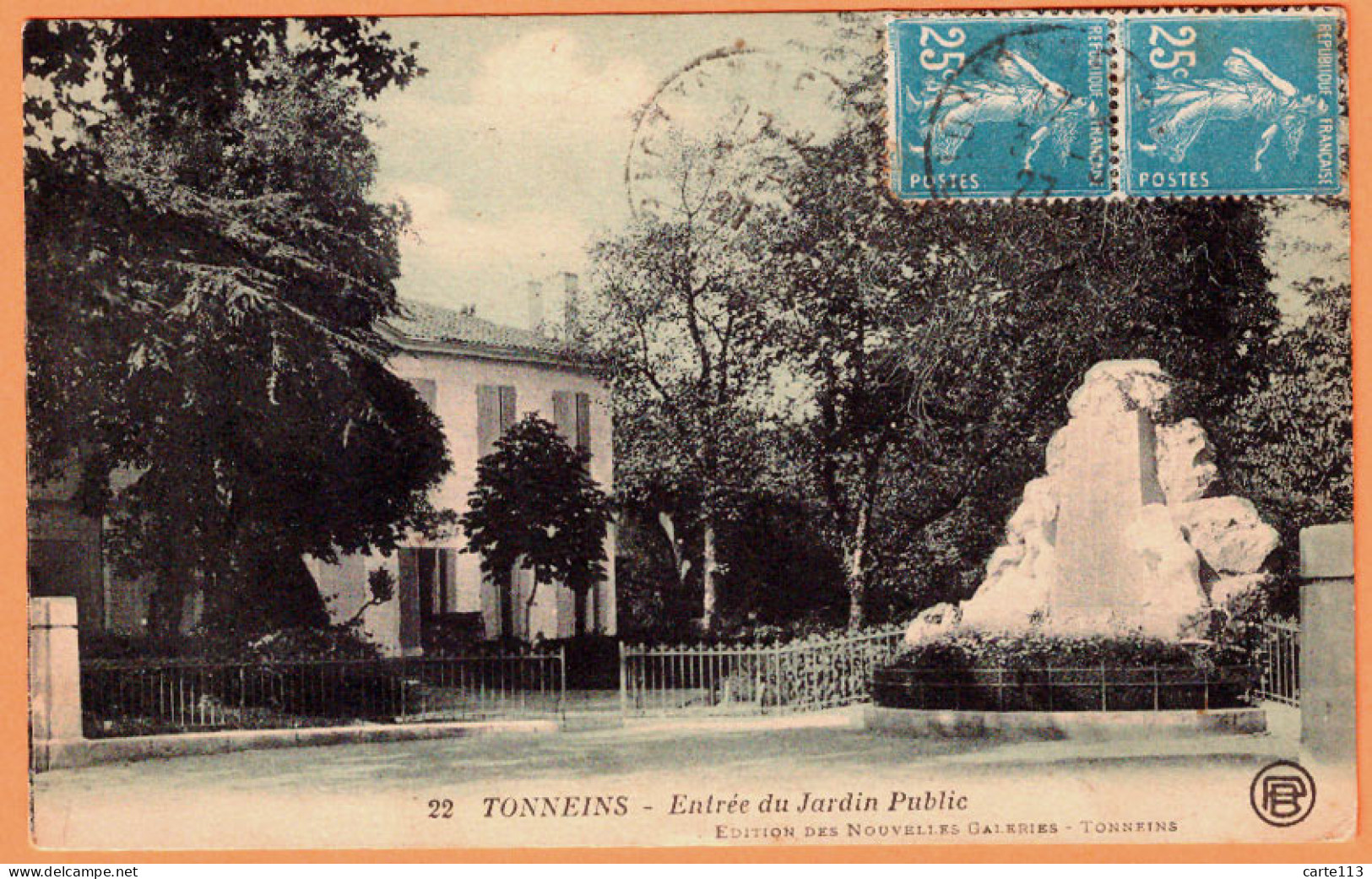 47 - B33852CPA - TONNEINS - Entrée Jardin Public - Très Bon état - LOT-ET-GARONNE - Tonneins