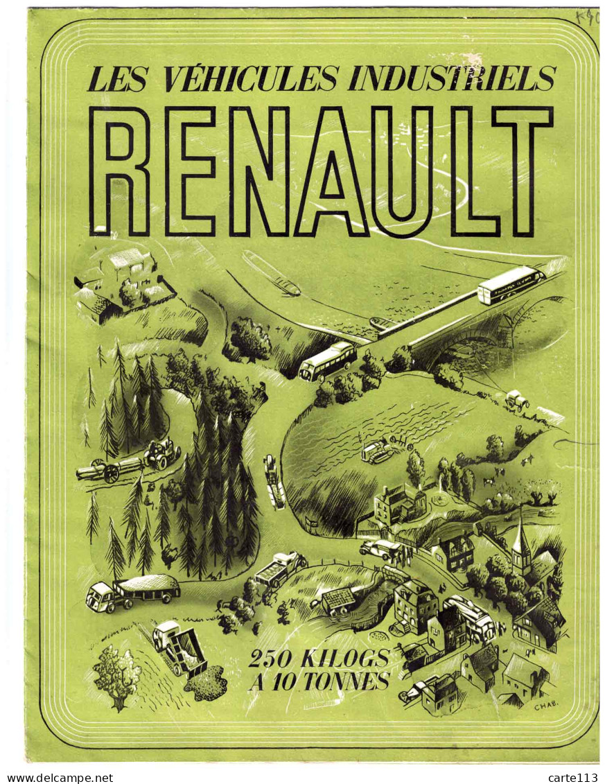 - F29904PAP - AUTOMOBILES - LES VÉHICULES INDUSTRIELS RENAULT DE 250 KILOGS À 10 TONNES - DÉPLIANT AFFICHE (1939) - Bon - Auto's