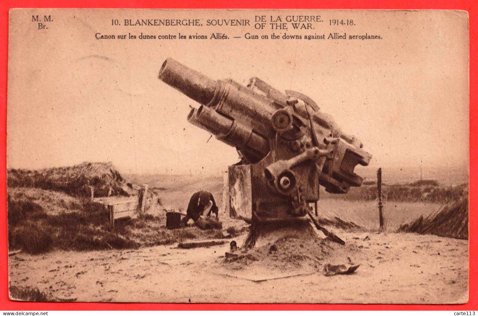 - B29810CPA - BLANKENBERGHE - Belgique - CANON SUR LES DUNES COTRE LES AVIONS ALLI2S - Très Bon état - EUROPE - Blankenberge