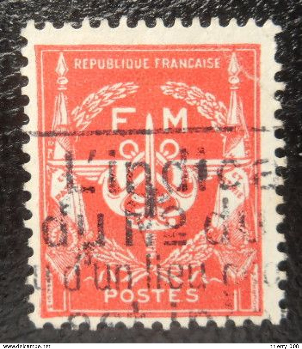 Franchise Militaire FM 12 Rouge Sans Valeur Oblitéré - Military Postage Stamps