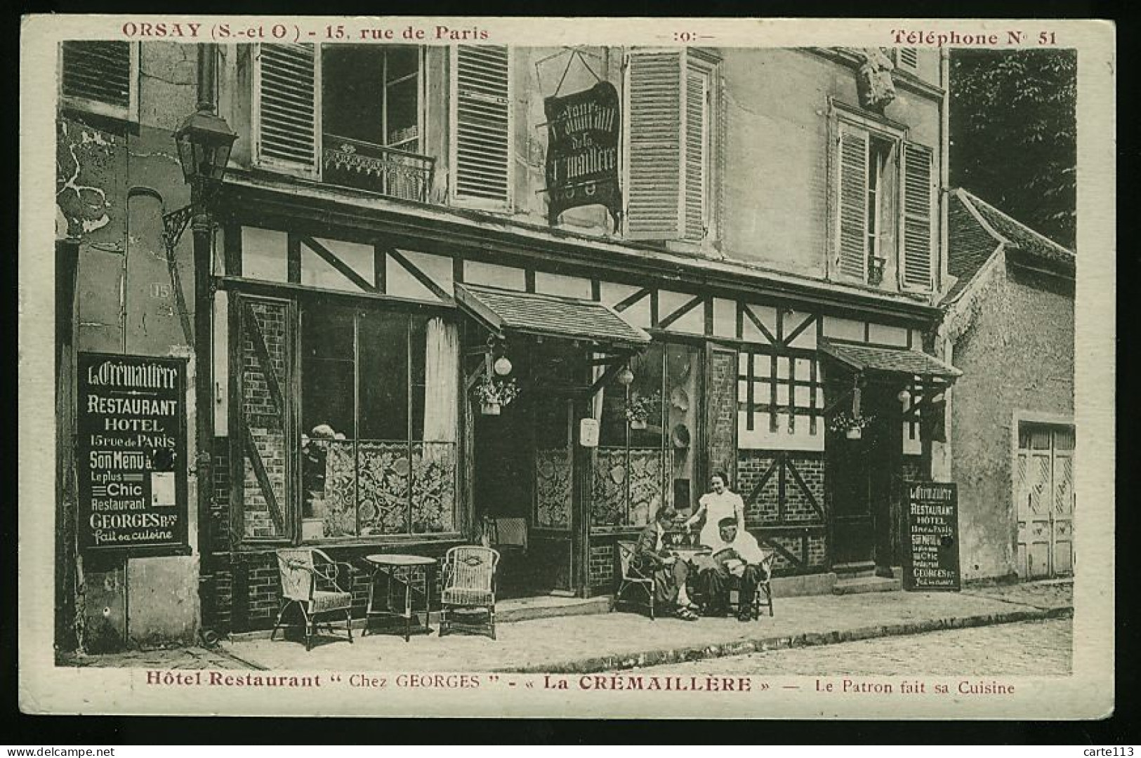 91 - T2372CPA - ORSAY - Hotel Restaurant CHEZ GEORGES - La CREMAILLERE - 15 Rue De Paris - Parfait état - ESSONNE - Orsay