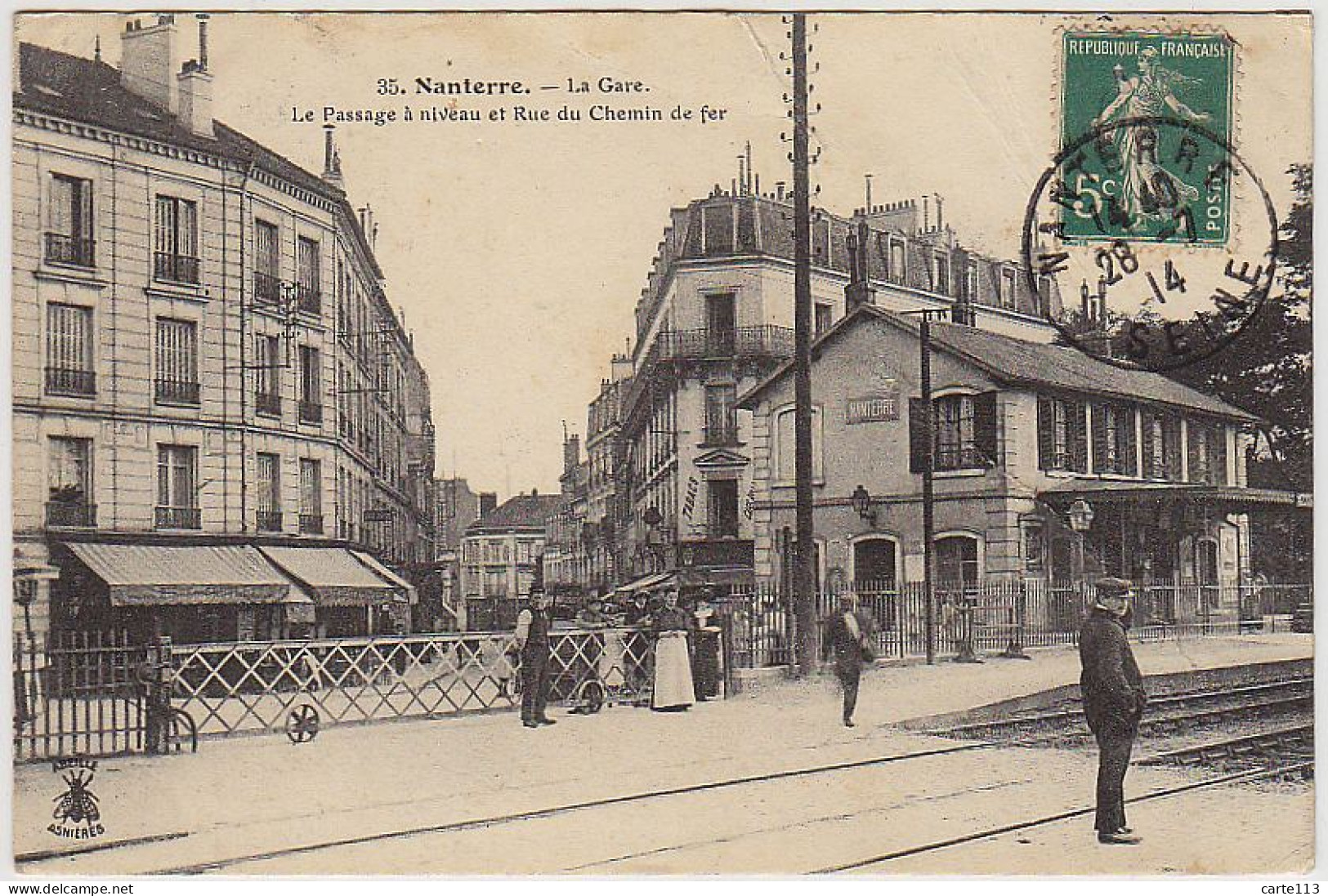 92 - B555CPA - NANTERRE - 35 - La Gare - Le Passage à Niveau - Assez Bon état - HAUTS-DE-SEINE - Nanterre