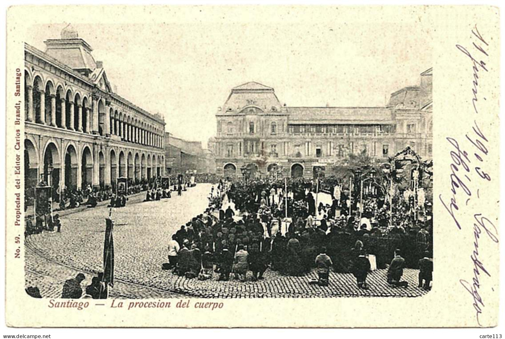 - B33604CPA - SANTIAGO -CHILI - La Procession Del Cuerpo - Carte Pionniere - Très Bon état - AMERIQUE - Cile