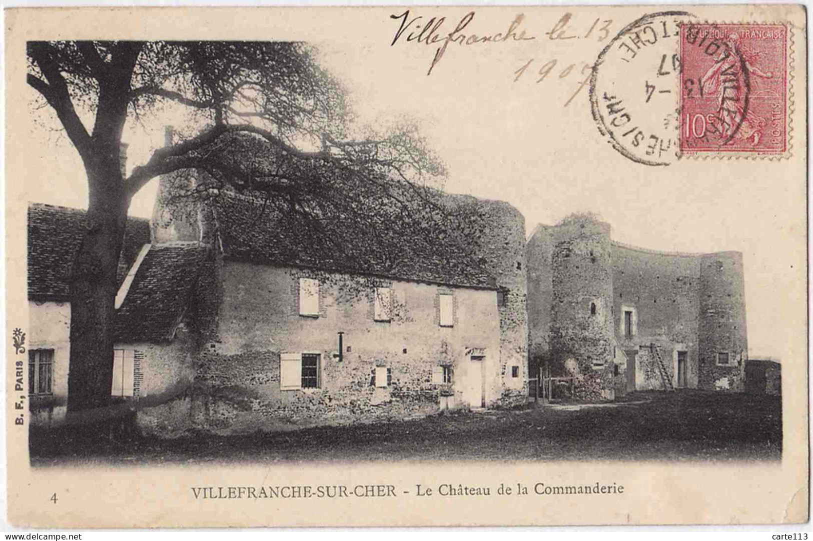 41 - B33412CPA - VILLEFRANCHE SUR CHER - Le Château De La Commanderie - Carte Pionniere - Assez Bon état - LOIR-ET-CHER - Autres & Non Classés