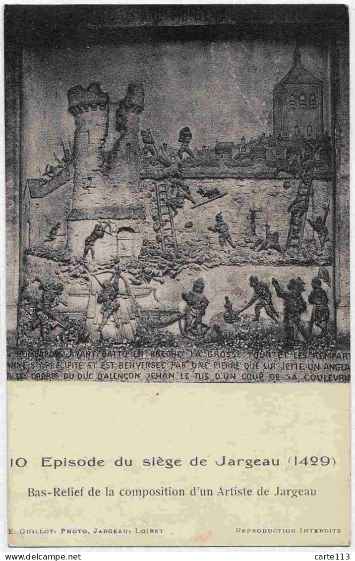 45 - B33202CPA - JARGEAU - Episode Du Siege De Jargeau, 1429, Bas Relief - Très Bon état - LOIRET - Jargeau