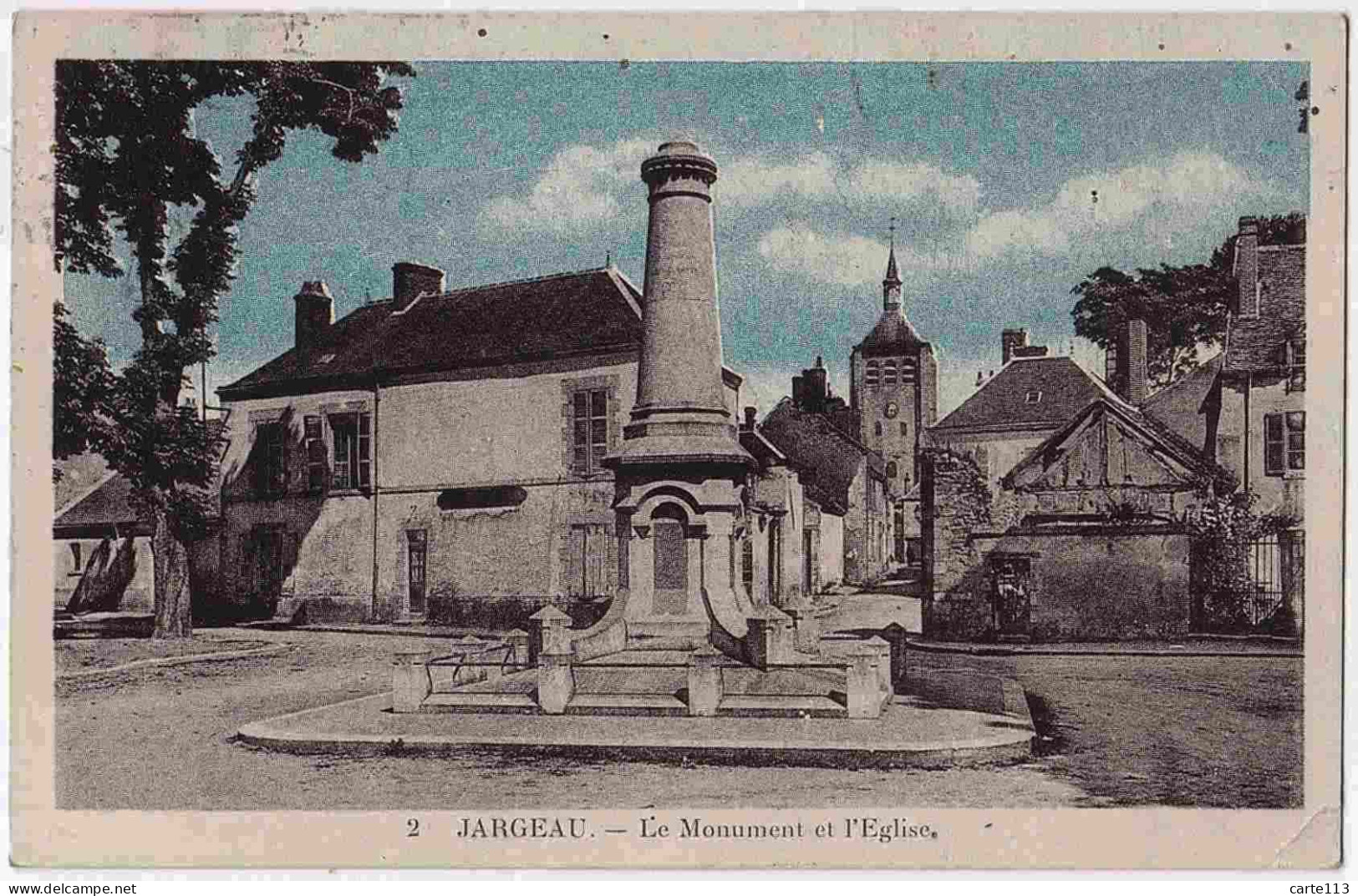 45 - B33207CPA - JARGEAU - Le Monument Et L'eglise - Bon état - LOIRET - Jargeau