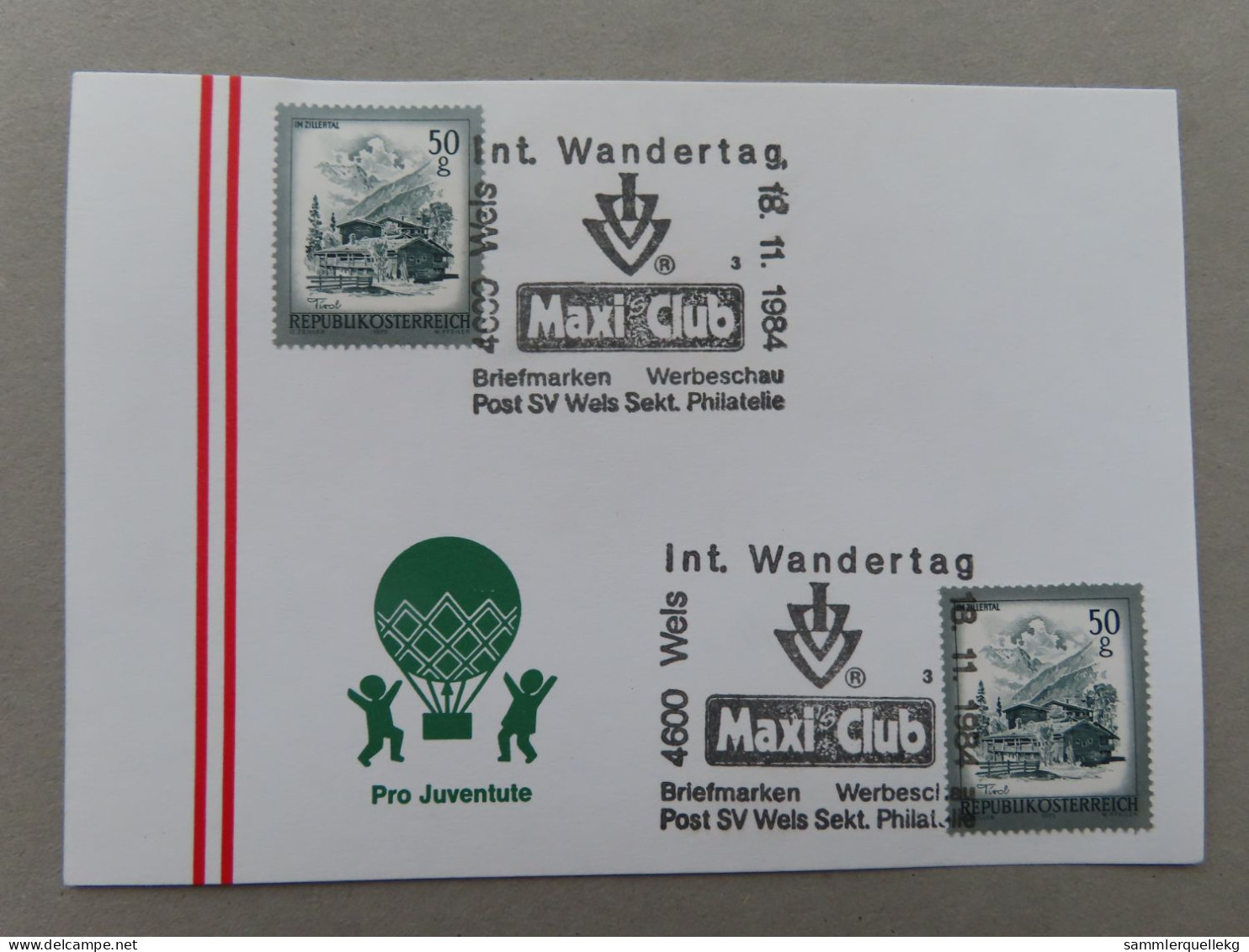 Österreich Pro Juventute - Mit Sonderstempel 18. 11. 1984 Wels, Internationaler Wandertag  (Nr.942) - Autres & Non Classés