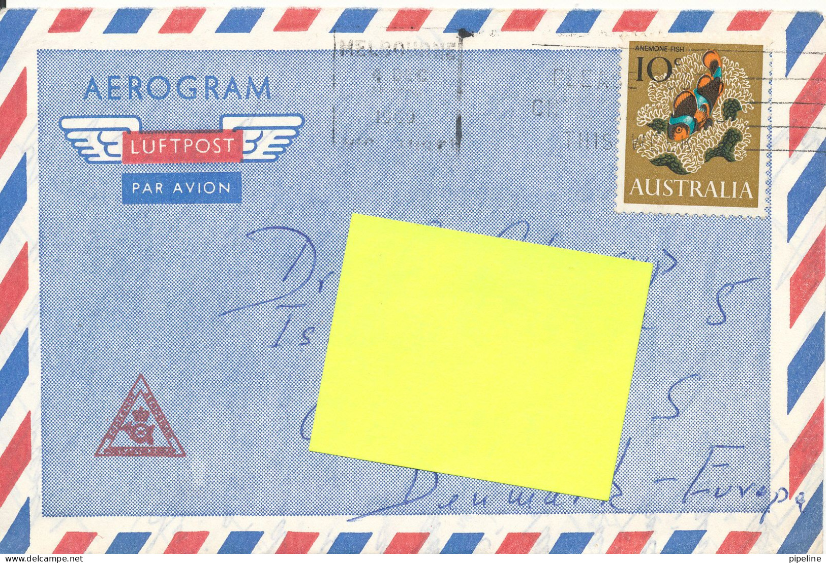 Australia Aerogramme Sent To Denmark Melbourne 4-12-1969 - Luchtpostbladen