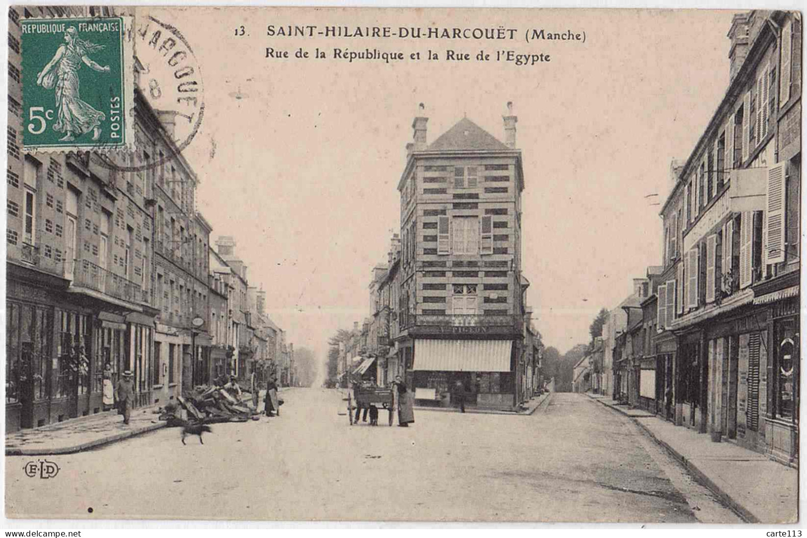 50 - B32948CPA - SAINT HILAIRE DU HARCOUET - Rue Republique Et  Rue  Egypte - Très Bon état - MANCHE - Saint Hilaire Du Harcouet