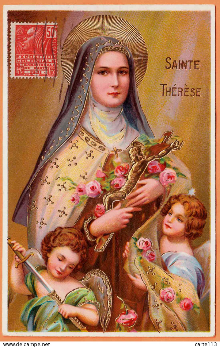 - F34519CPSM - RELIGION - SAINT THERESE - Rehaussé De Dorures - Très Bon état - THEMES - Heiligen