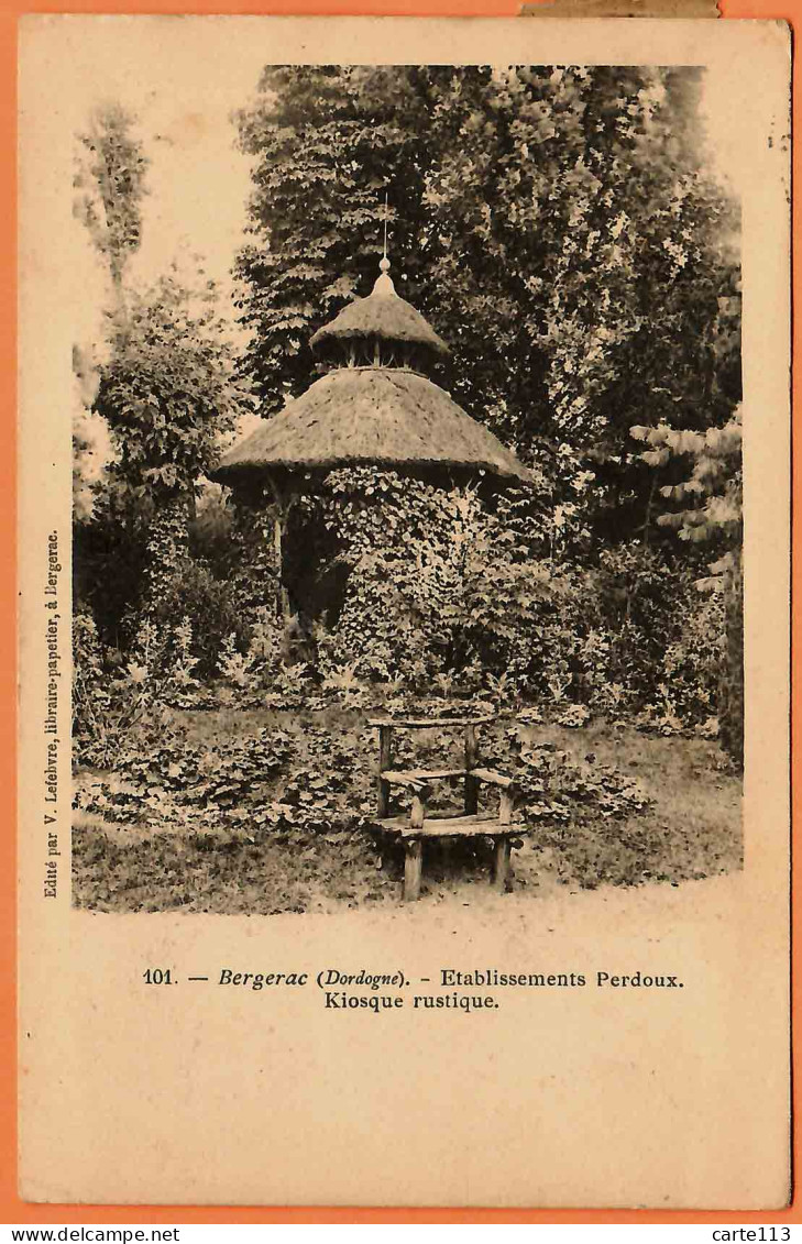 24 - B34497CPA - BERGERAC - Etablissement Perdoux - Kiosque Rustique - Carte Pionnière, Précurseur - Très Bon état - DOR - Bergerac