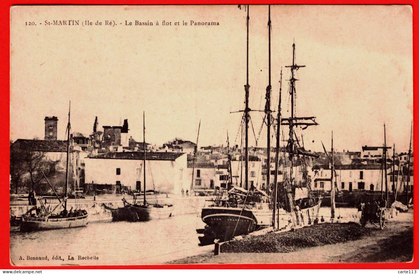 17 - B34187CPA - SAINT ST MARTIN DE RE  - ILE DE RE - Bassin à Flot Et  Panorama - Voilier Leon Granville - Très Bon éta - Saint-Martin-de-Ré