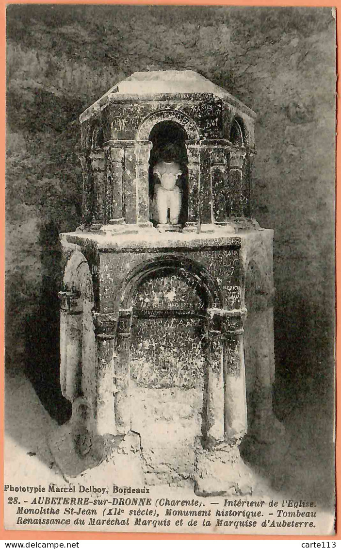 16 - B33942CPA - AUBETERRE Sur DRONNE - Intérieur De L'église Monolithe Tombeau Renaissance Du Maréchal Marquiis Et De L - Andere & Zonder Classificatie