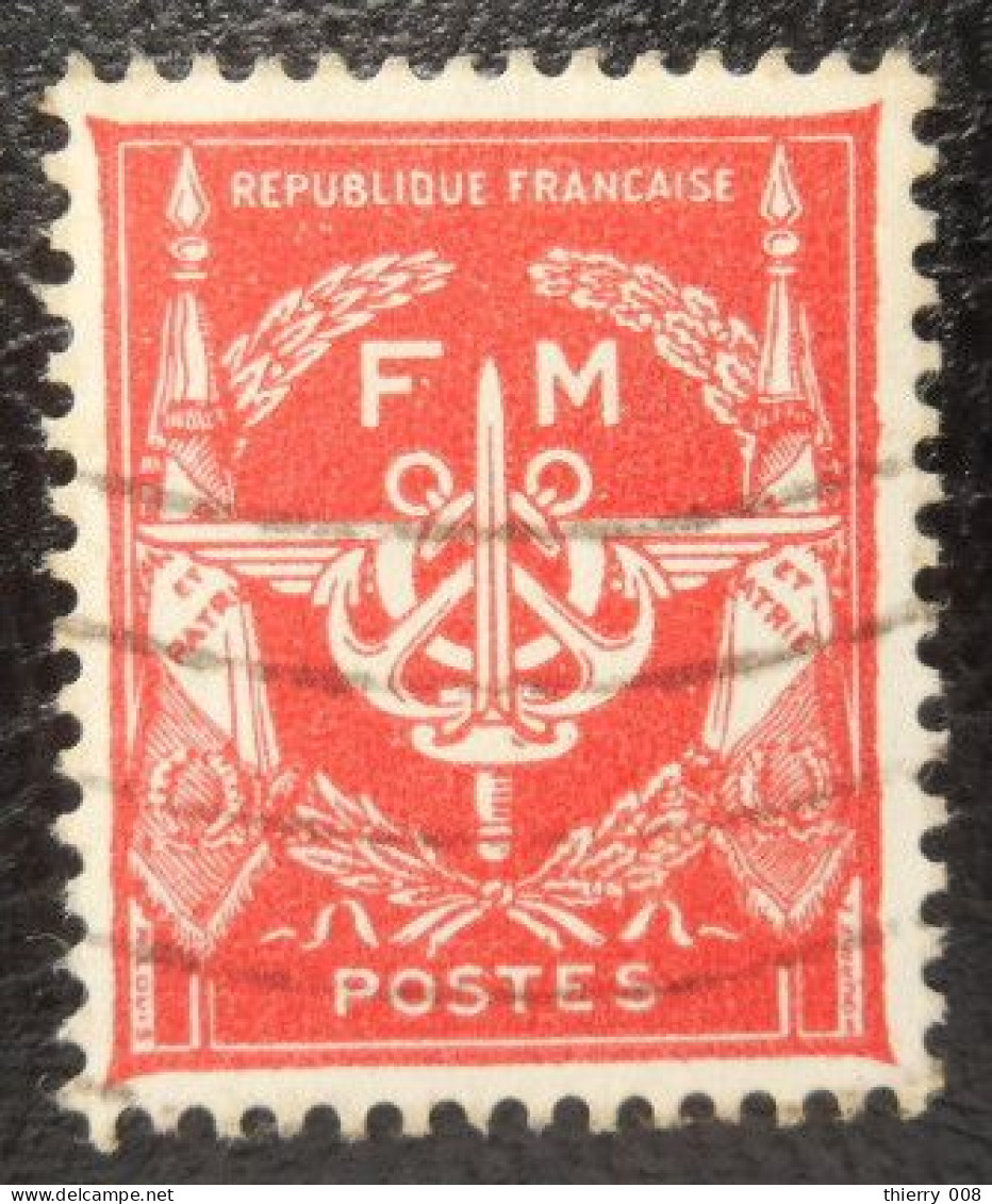 Franchise Militaire FM 12 Rouge Sans Valeur Oblitéré - Military Postage Stamps