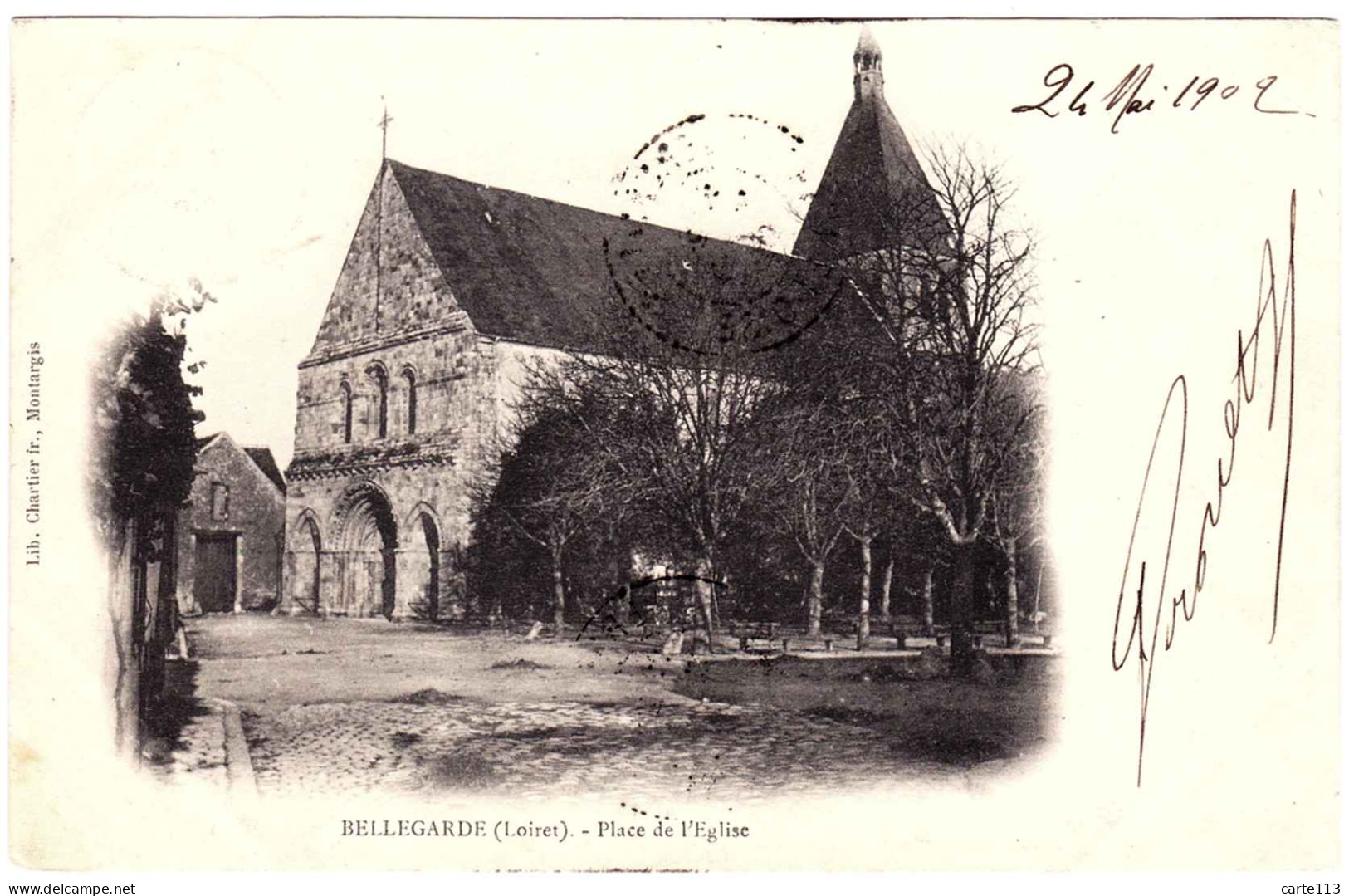 45 - B33677CPA - BELLEGARDE - Place De L' Eglise - Carte Pionniere - Très Bon état - LOIRET - Andere & Zonder Classificatie