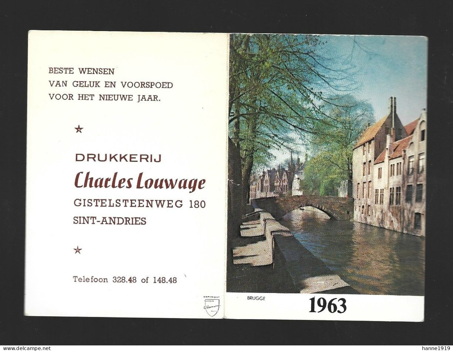 Sint Andries Brugge Gistelsteenweg Drukkerij Charles Louwage Kalender 1963 Calendrier Htje - Small : 1961-70