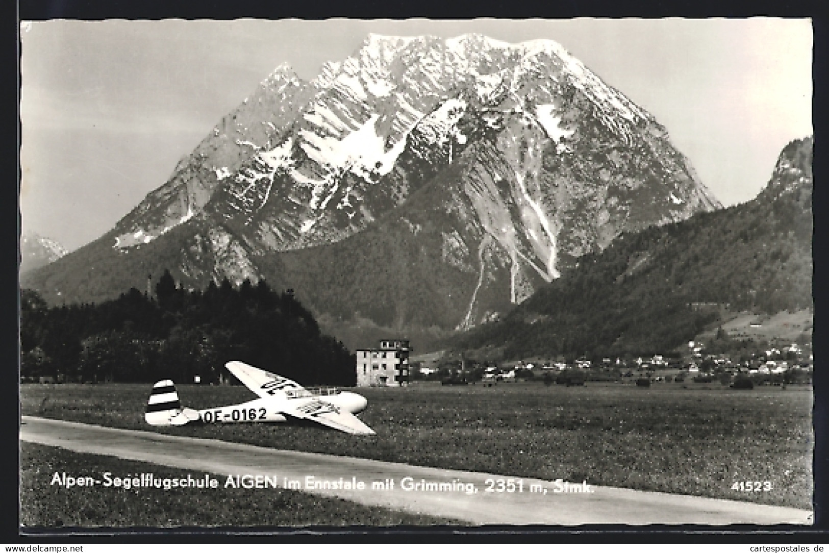 AK Aigen Im Ennsthal, Alpen-Segelflugschule, Segelflugzeug Vor Dem Grimming  - Altri & Non Classificati