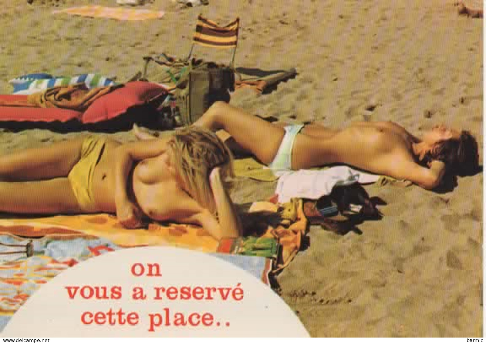 HUMOUR, DEUX JEUNES FEMMES SEINS NUS, ON VOUS A RESERVE CETTE PLACE COULEUR REF 15769 - Humor