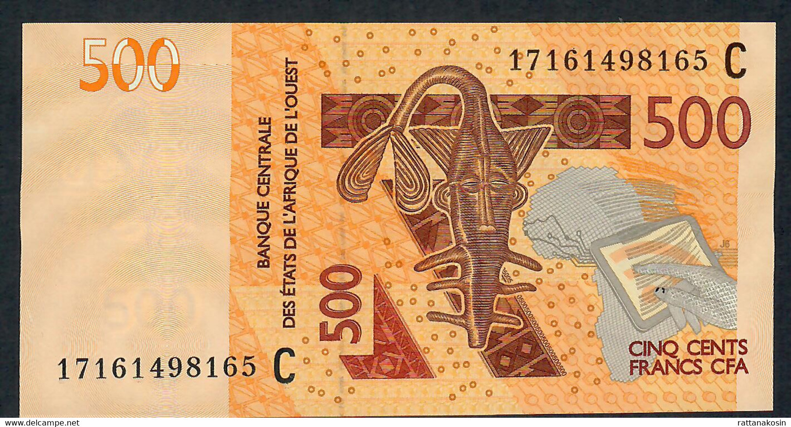 W.A.S. BURKINA FASO 3319Cf  500 FRANCS (20)17 2017  UNC. - Burkina Faso