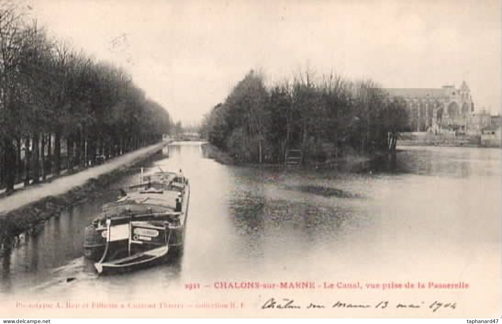 . 51 . CHÂLONS-sur-MARNE . Le Canal, Vue Prise D La Passerelle . Péniche . - Châlons-sur-Marne