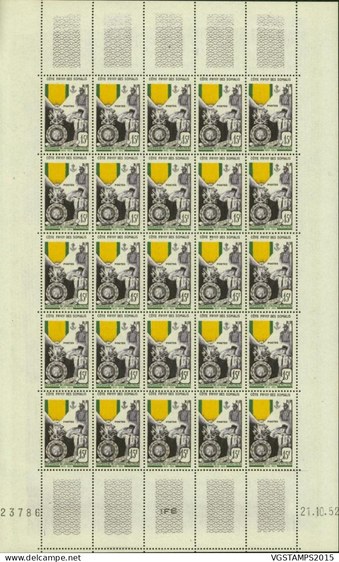 Côte Des Somalis 1952- Colonie Française - Timbres Neufs. Yvert Nr.: 284. Feuille De 25 Avec Coin Daté.. (EB) AR-02351 - Nuevos