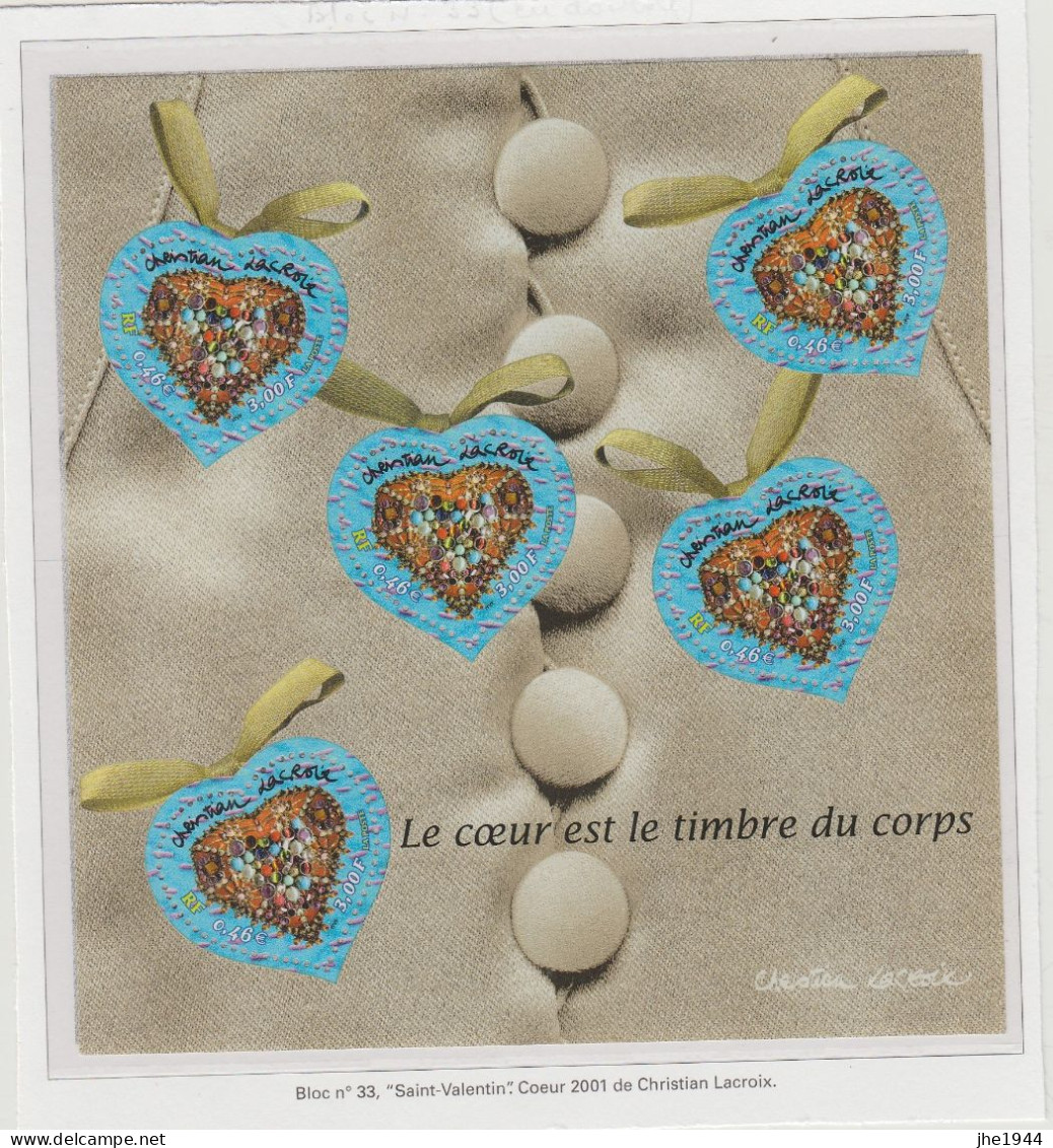 France Bloc N° 33 Coeur 2001 Christian Lacroix - Mint/Hinged