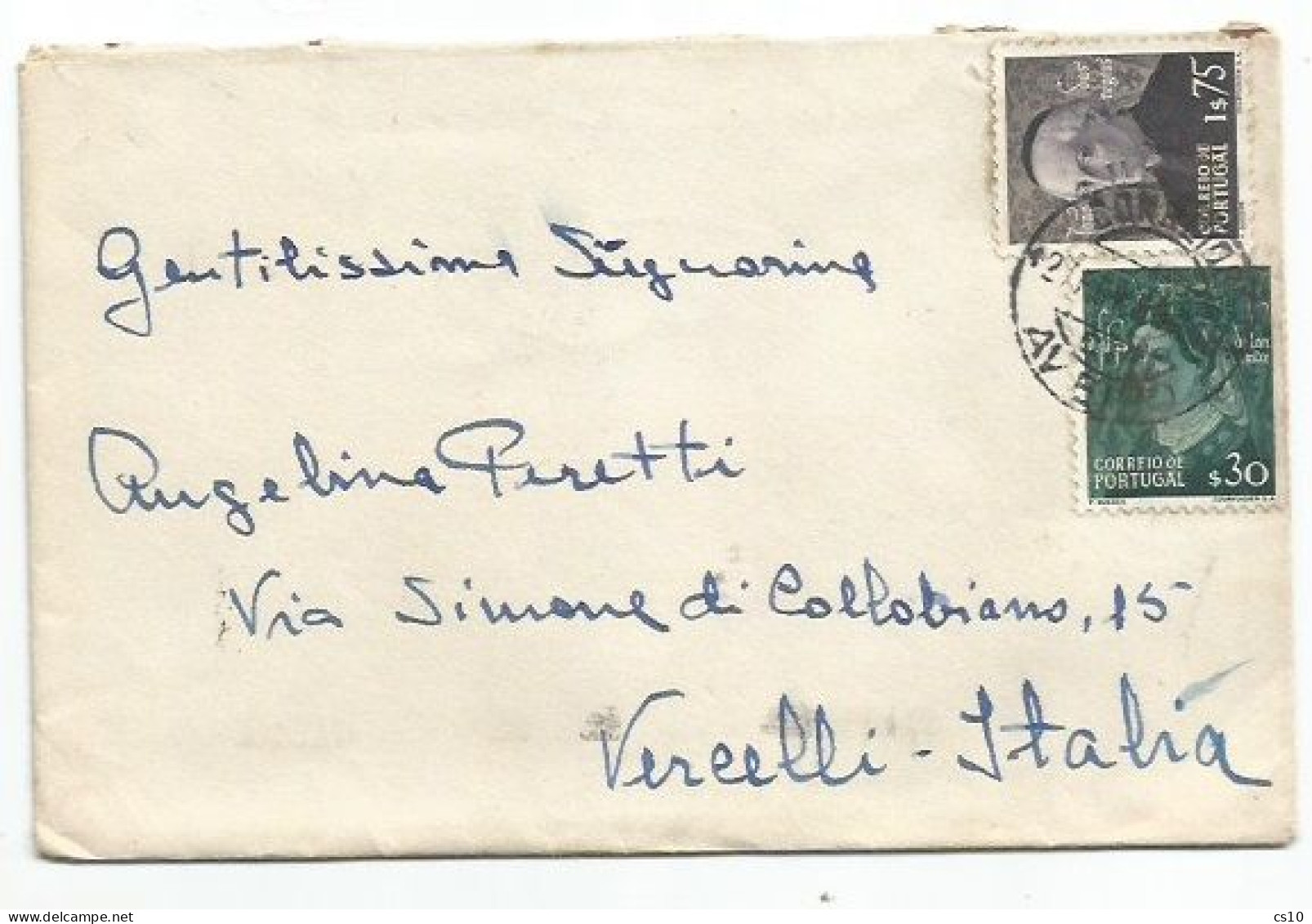 Portugal Cover Aveiro 27feb1950 To Italy With Avis Dinasty C30 + HV 1$75 - Covers & Documents